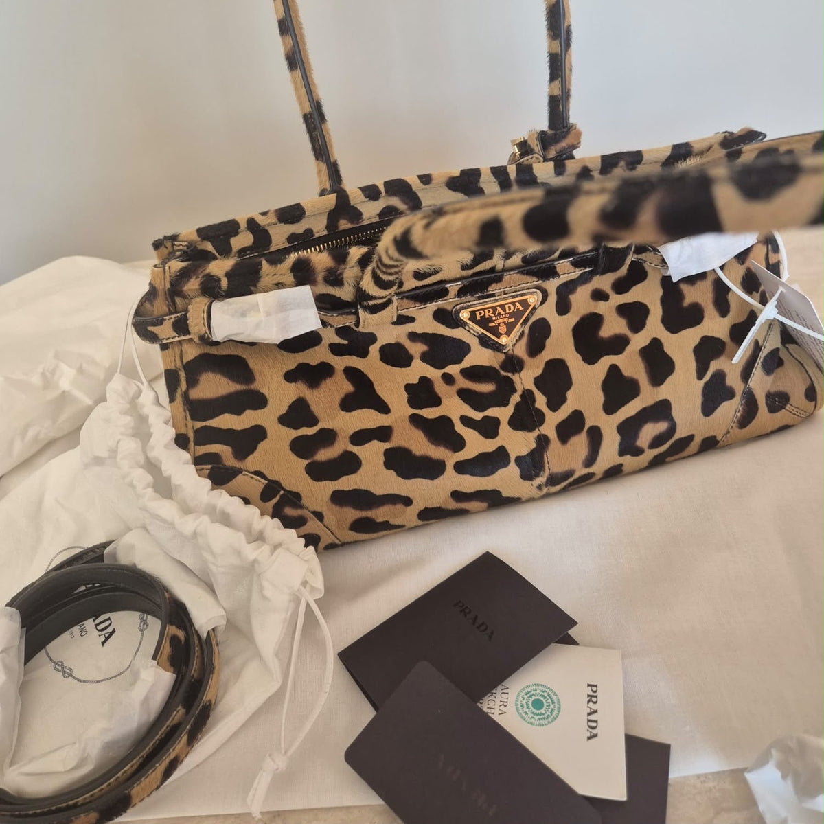 Prada Bonnie media in pelle stampata
