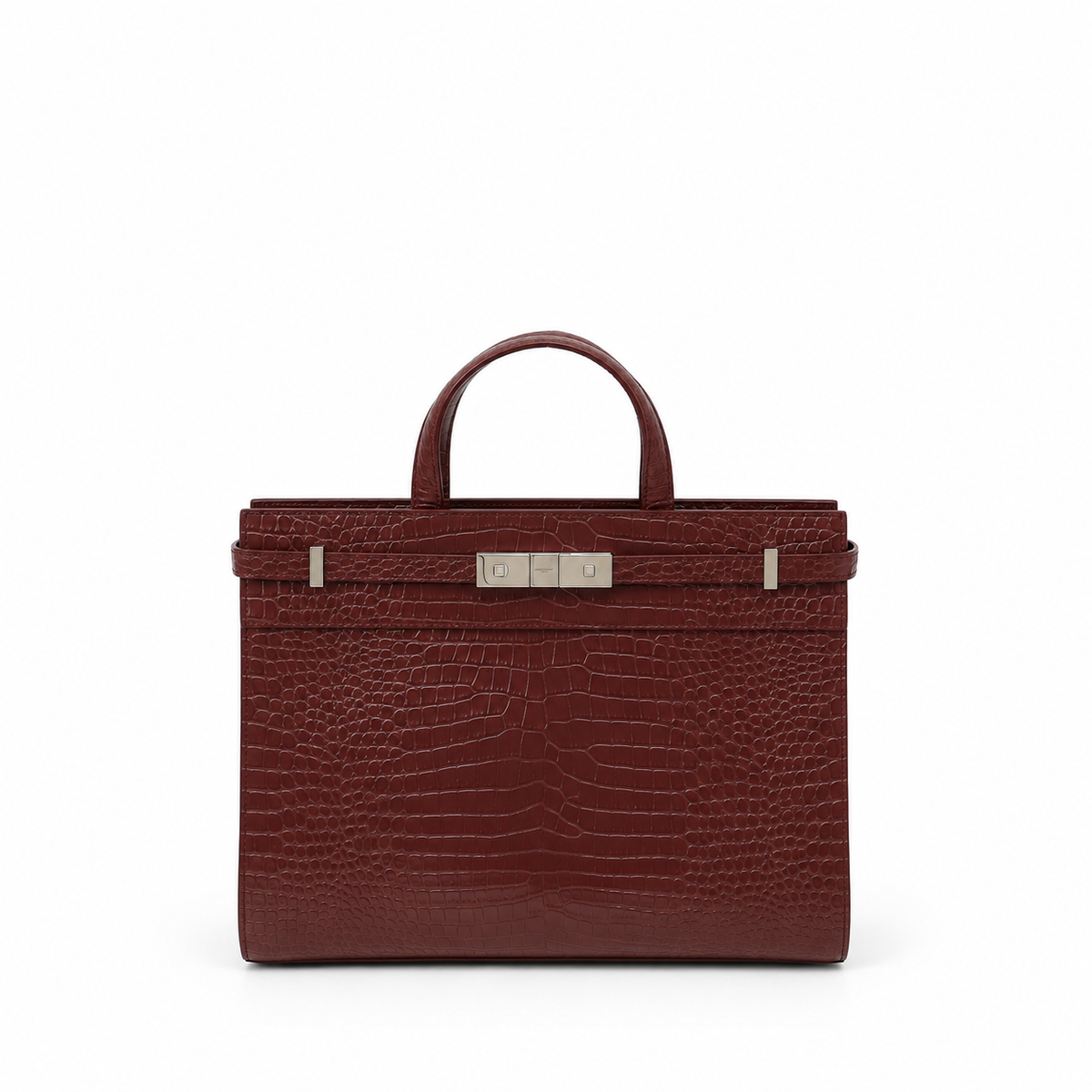 Saint Laurent Manhattan in pelle bordeaux effetto coccodrillo