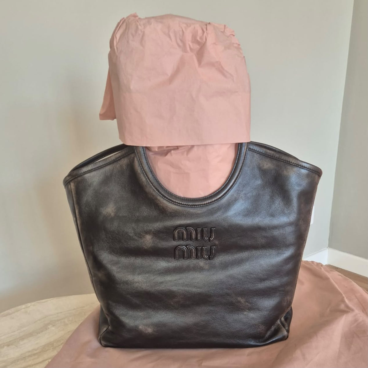 Miu Miu Tote Ivy in pelle marrone