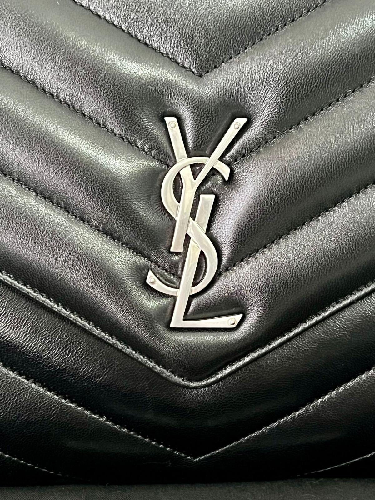 Saint Laurent Loulou large black with silver hardware
