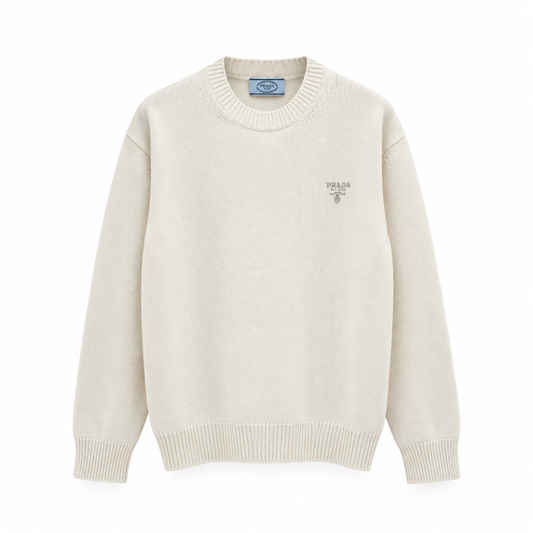 Prada pullover girocollo in cashmere bianco pianna