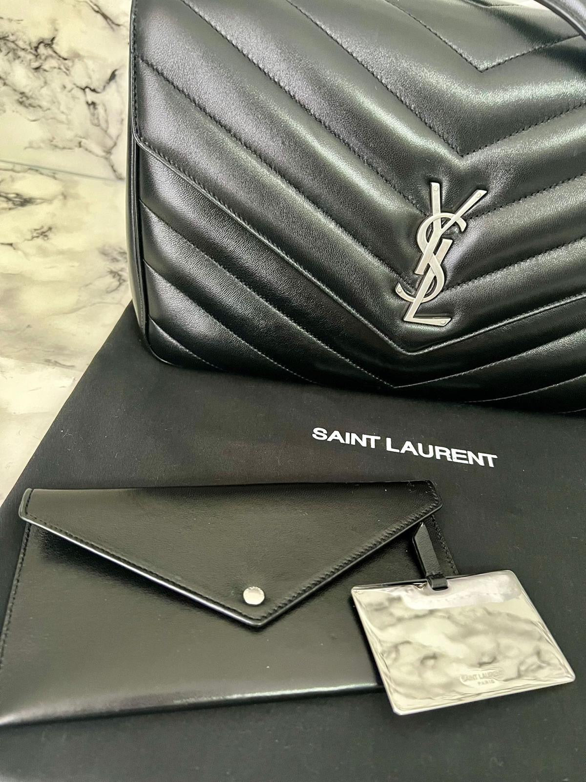 Saint Laurent Loulou large black with silver hardware