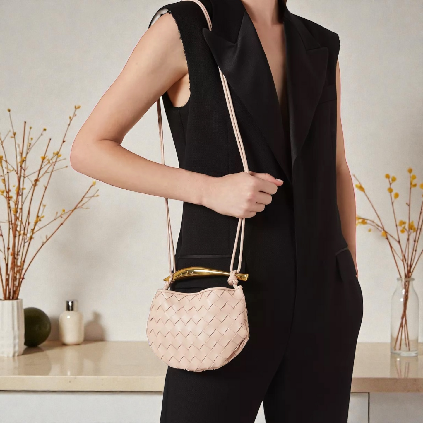 Bottega Veneta Baby Sardine Intrecciato Rosa Cipria