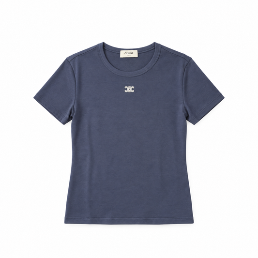 Celine T shirt in Jersey Blu Navy