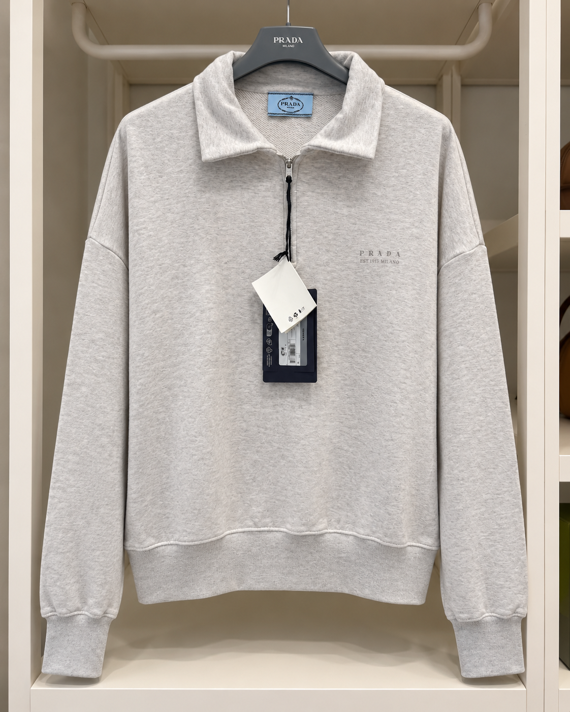 Prada felpa in cotone beige chiaro