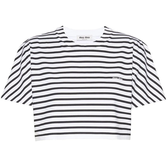 Miu Miu Striped Crop T-shirt