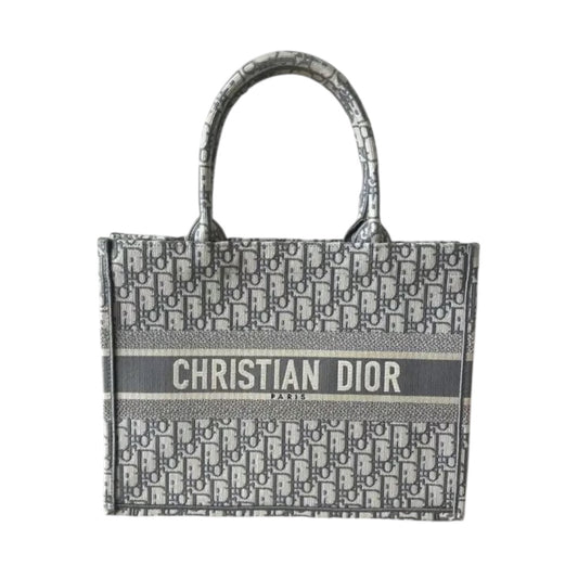 Large Dior Book Tote Bag Grey