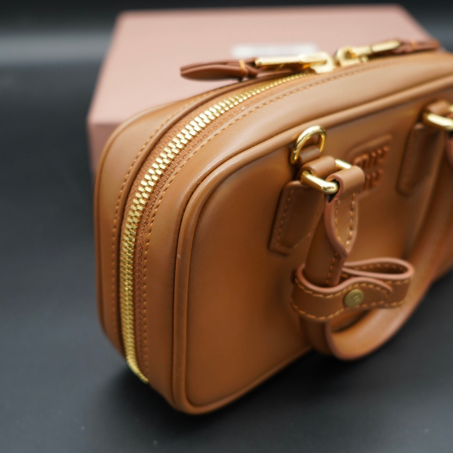 Miu Miu Borsa Arcadie Regular in Pelle Camel
