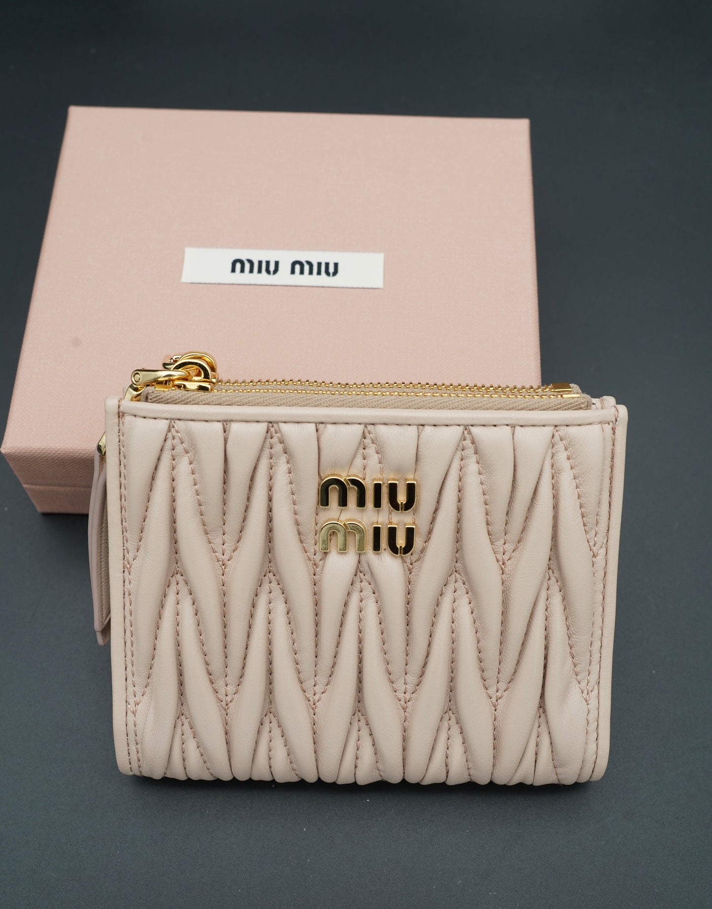 Miu Miu Portafogli in Nappa Matelassé Piccolo Color Rosa