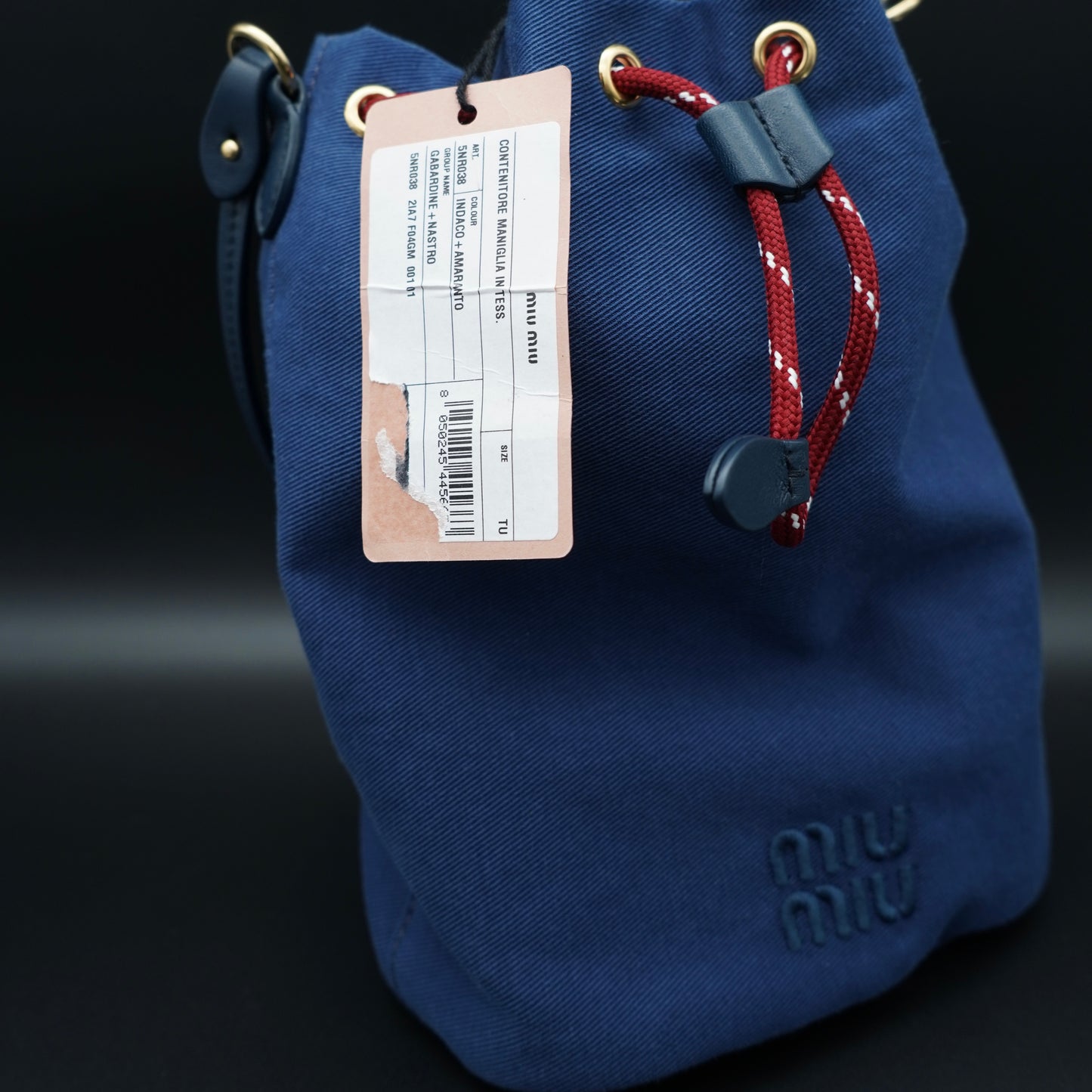 Miu Miu secchiello in canvas blu