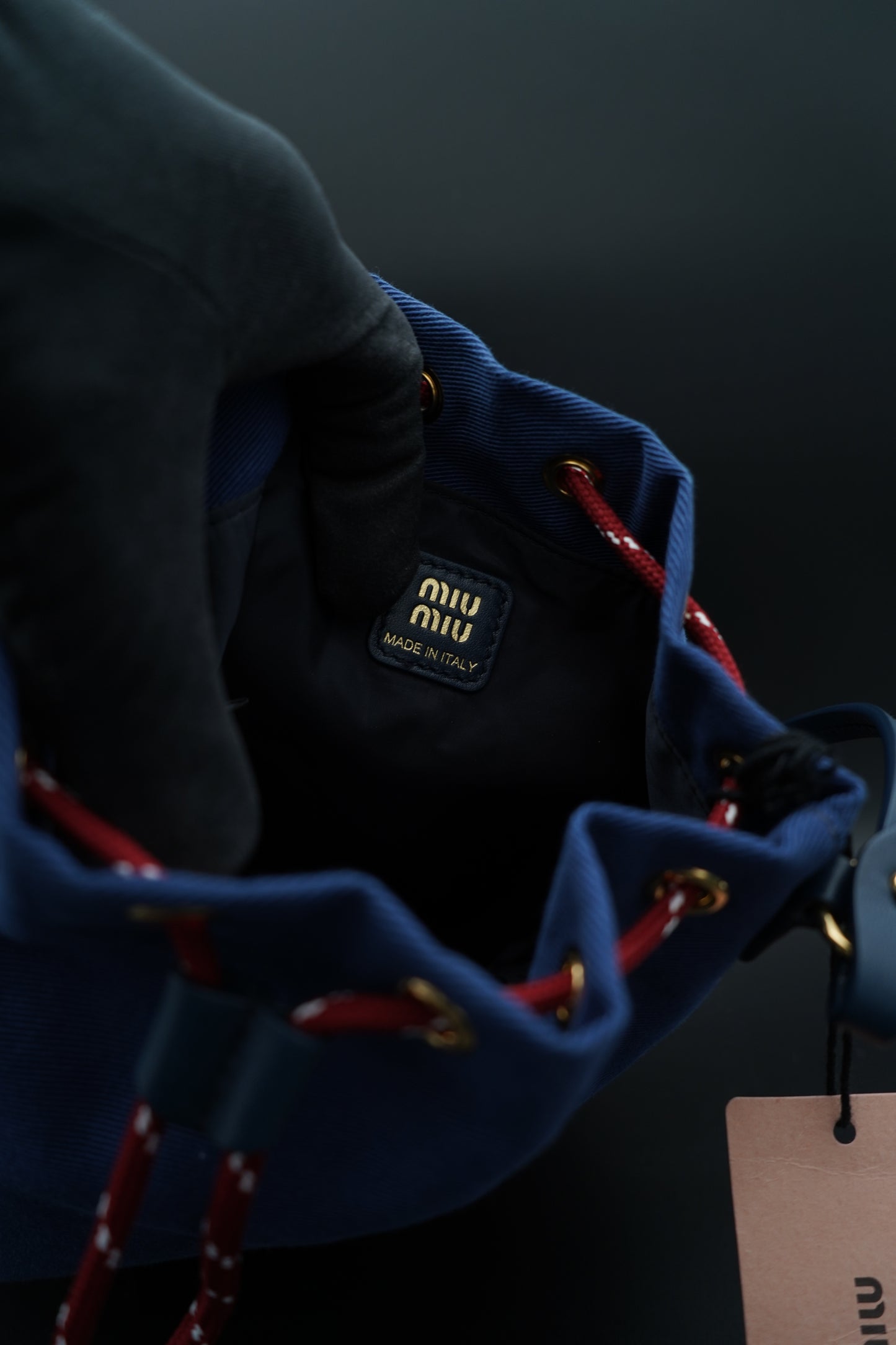 Miu Miu secchiello in canvas blu