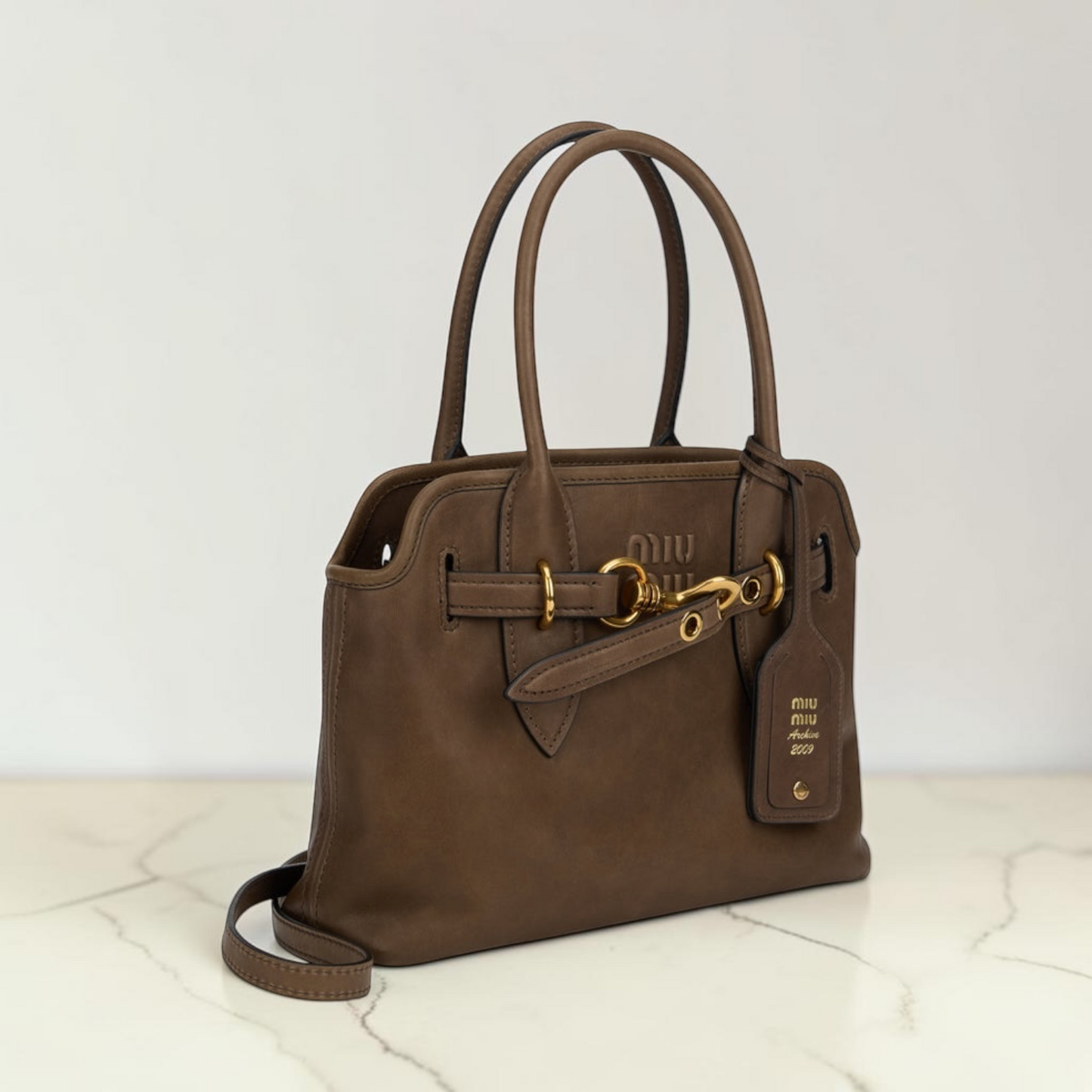 Miu Miu Borsa Aventure in pelle marrone