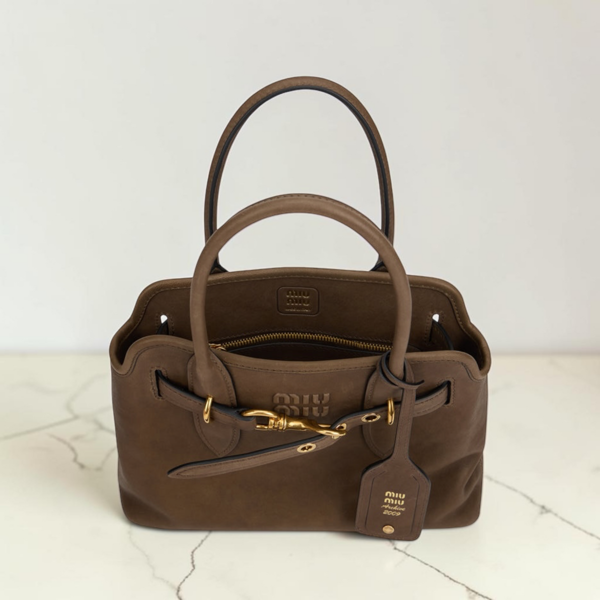 Miu Miu Borsa Aventure in pelle marrone
