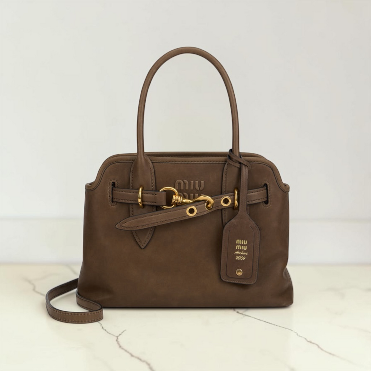 Miu Miu Borsa Aventure in pelle marrone