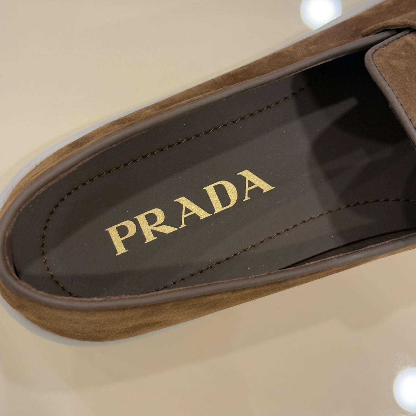 Prada mocassini in pelle scamosciata