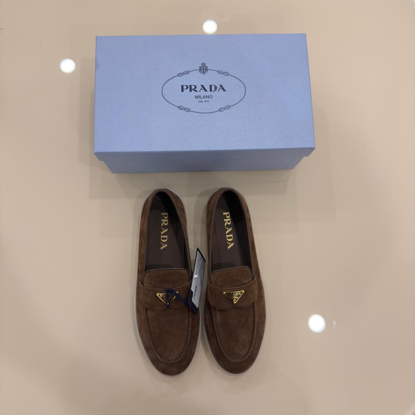 Prada mocassini in pelle scamosciata