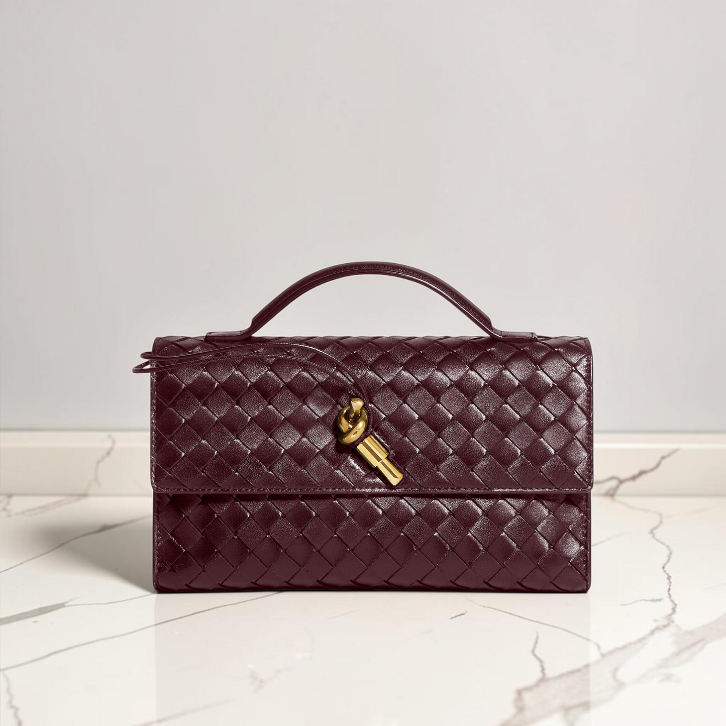 Bottega Veneta Andiamo Clutch 25 - Dark Barolo