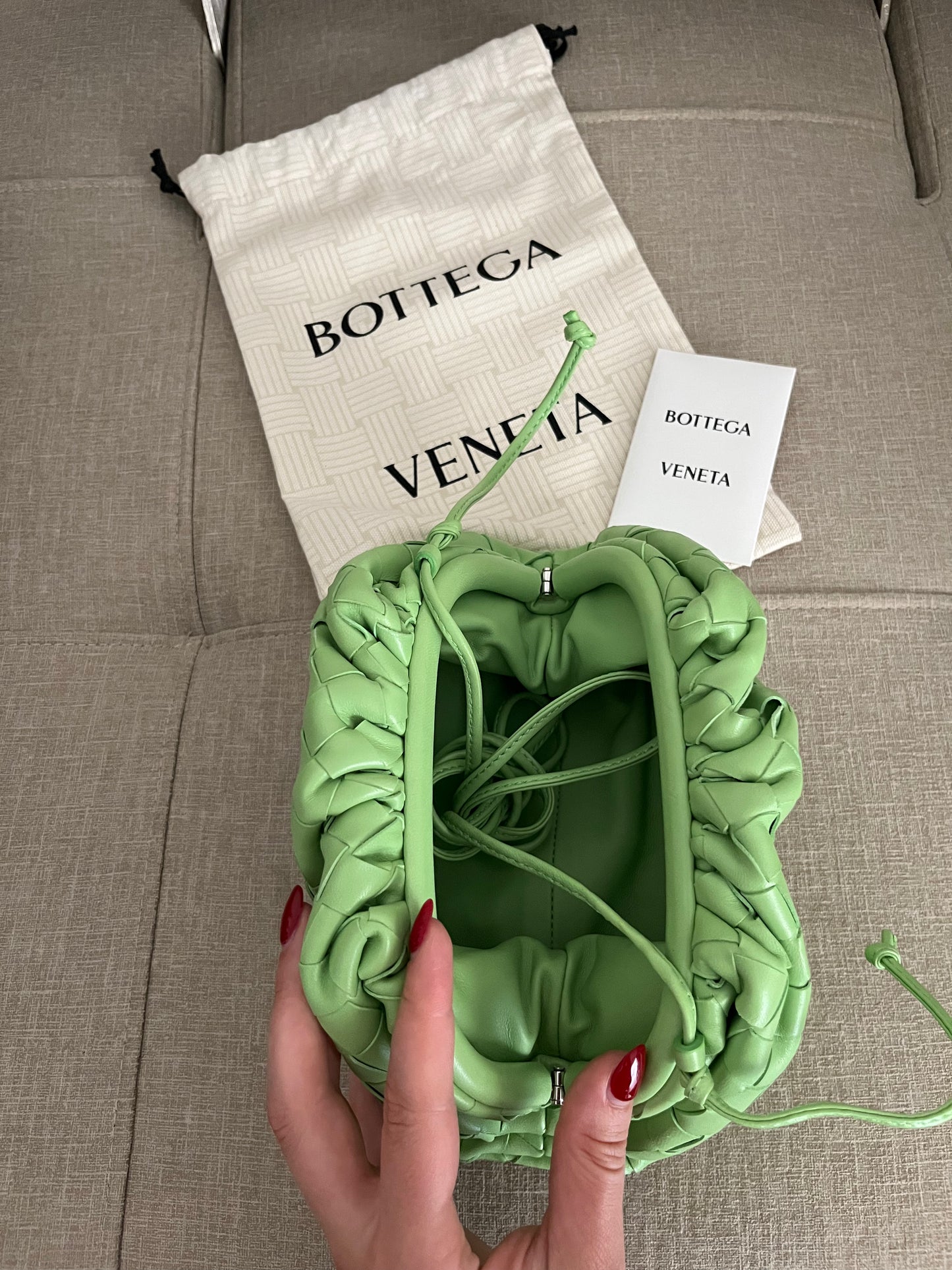 Bottega Veneta Mini Pouch Intrecciata verde lime