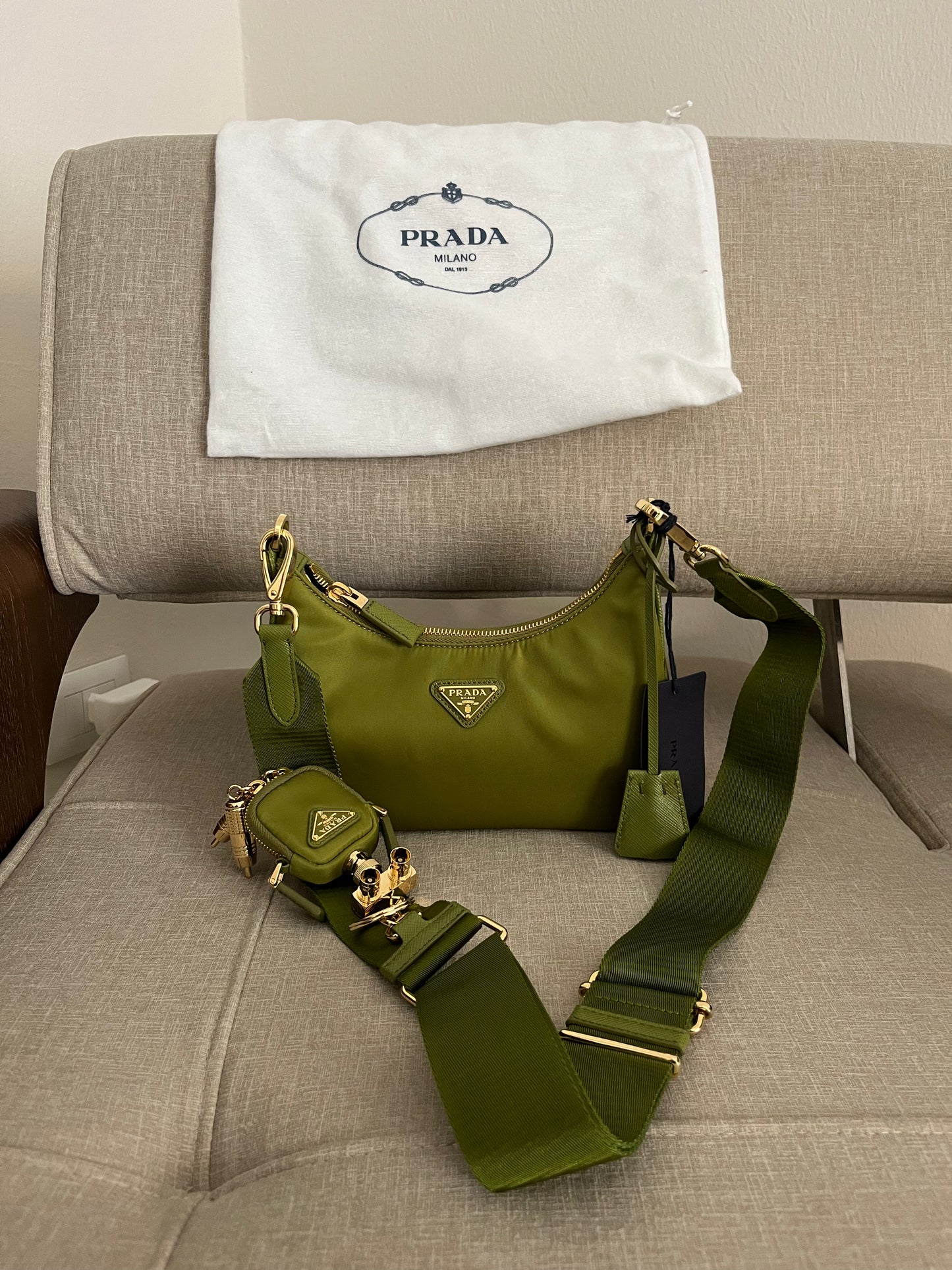 Prada multipochette verde muschio