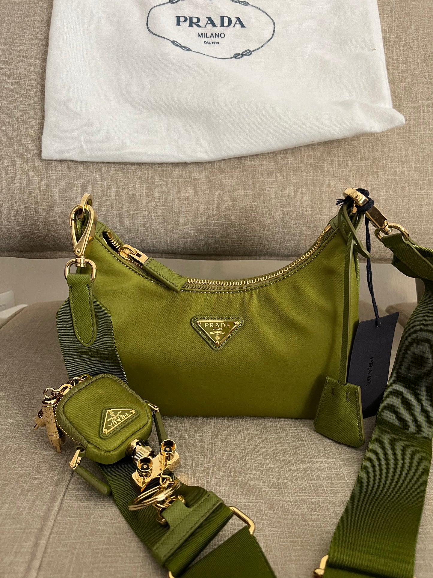 Prada multipochette verde muschio