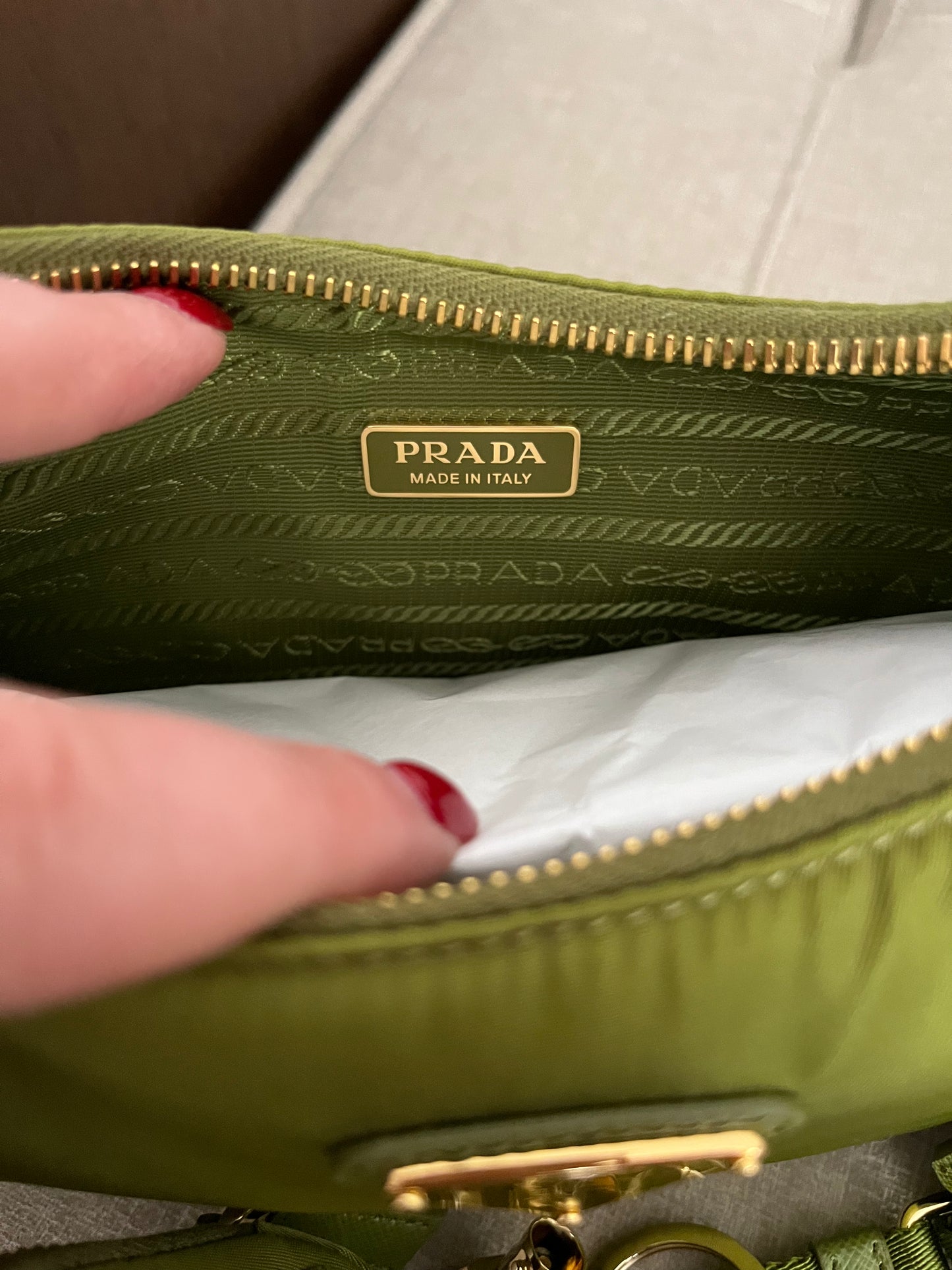 Prada multipochette verde muschio