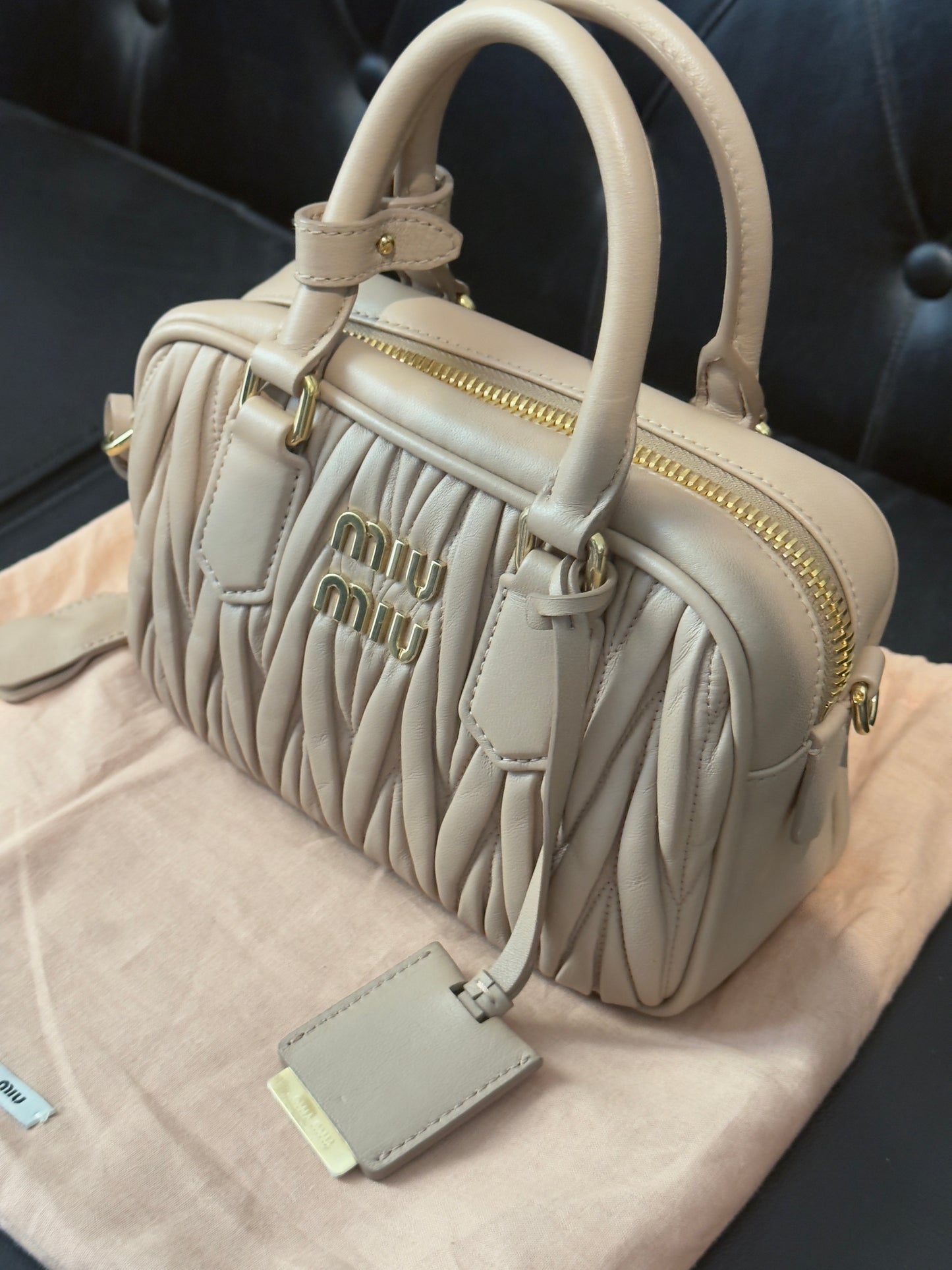 Miu Miu Arcadie in Nappa Matelassé Beige