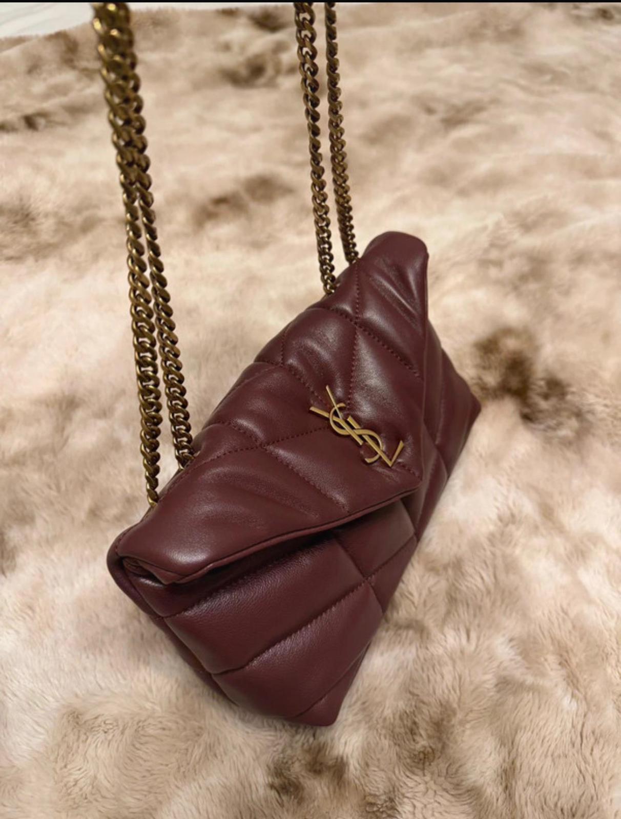 Saint Laurent Borsa Puffer Toy in Pelle Dark Ruby