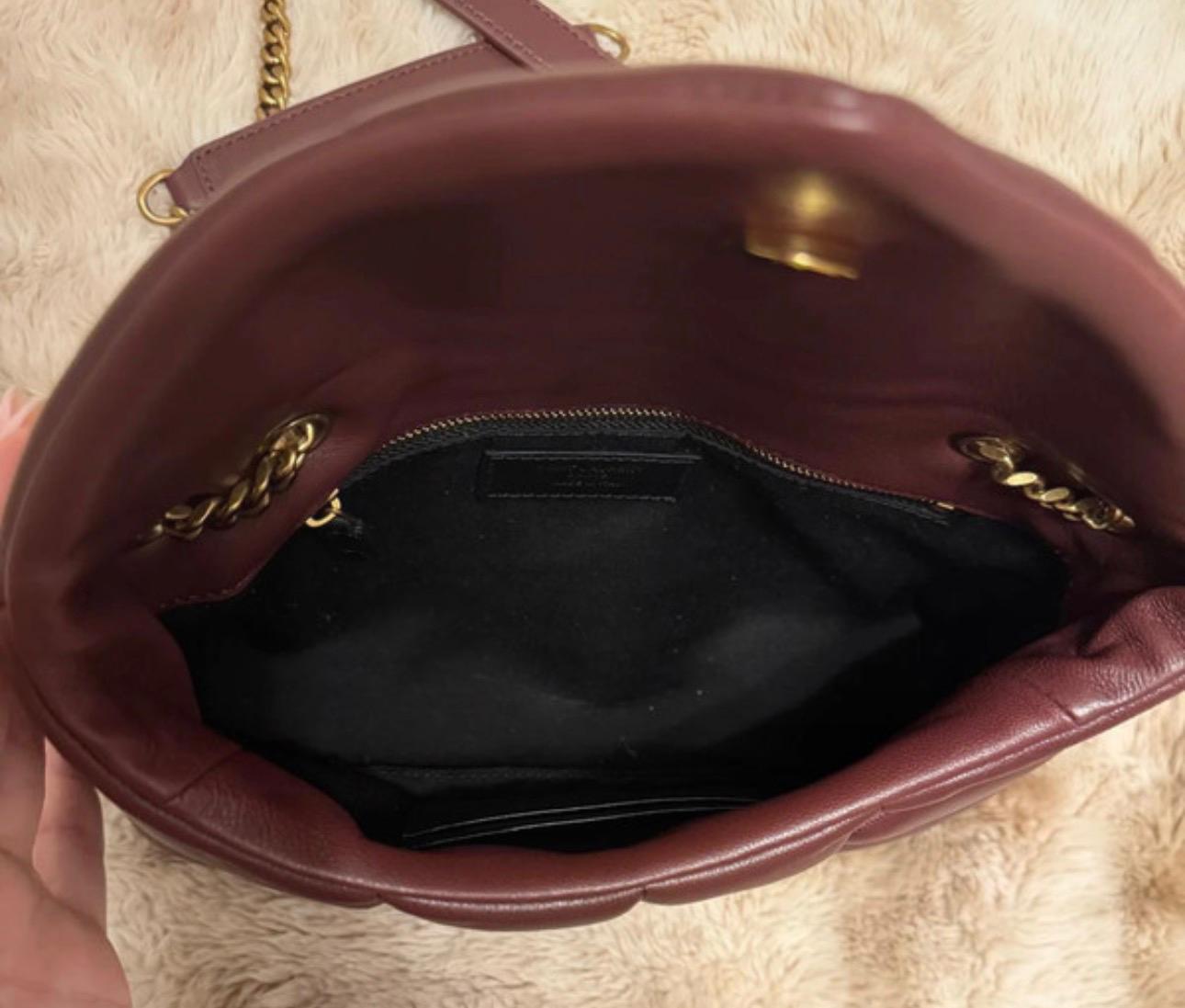 Saint Laurent Borsa Puffer Toy in Pelle Dark Ruby