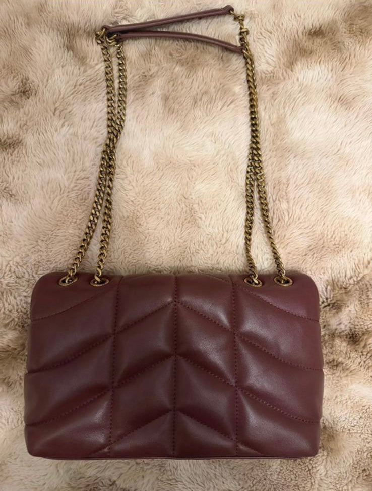 Saint Laurent Borsa Puffer Toy in Pelle Dark Ruby