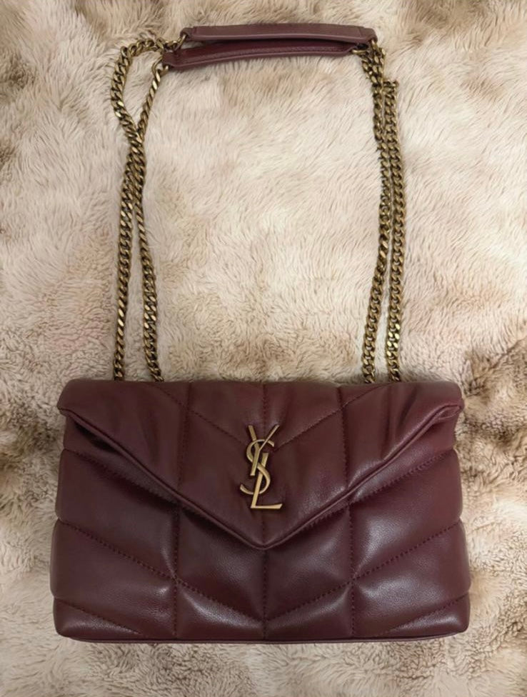 Saint Laurent Borsa Puffer Toy in Pelle Dark Ruby