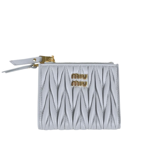 Miu Miu Portafogli in Nappa Matelassé Piccolo Color Grigio Perla