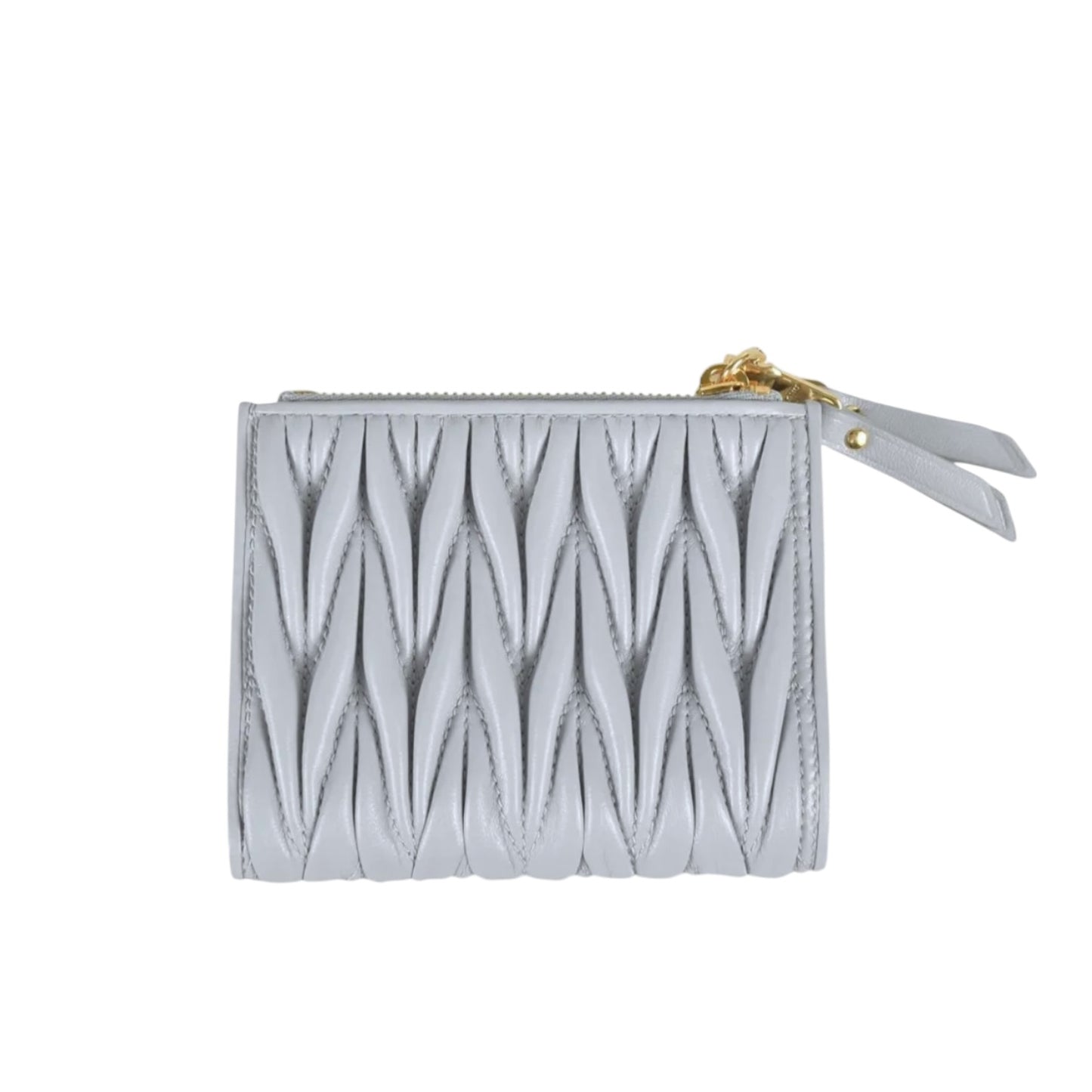 Miu Miu Portafogli in Nappa Matelassé Piccolo Color Grigio Perla
