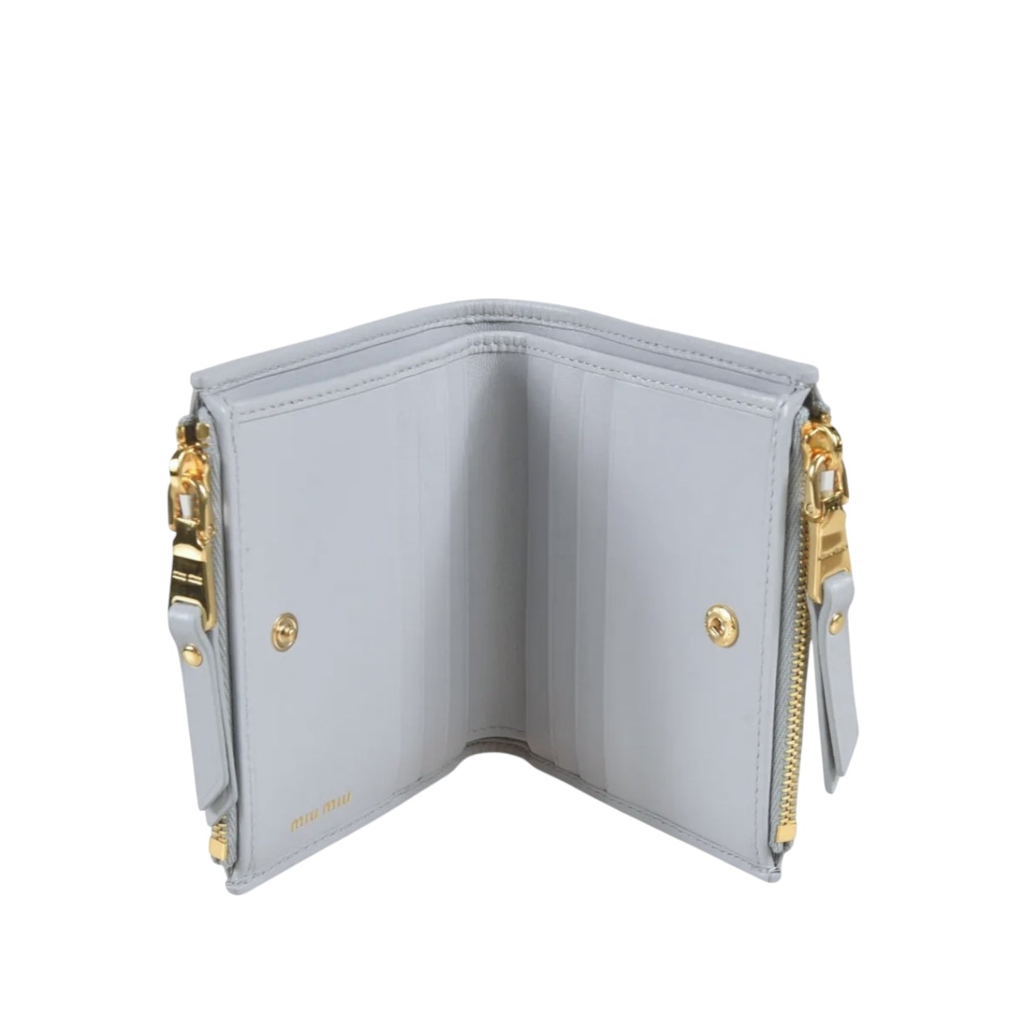 Miu Miu Portafogli in Nappa Matelassé Piccolo Color Grigio Perla