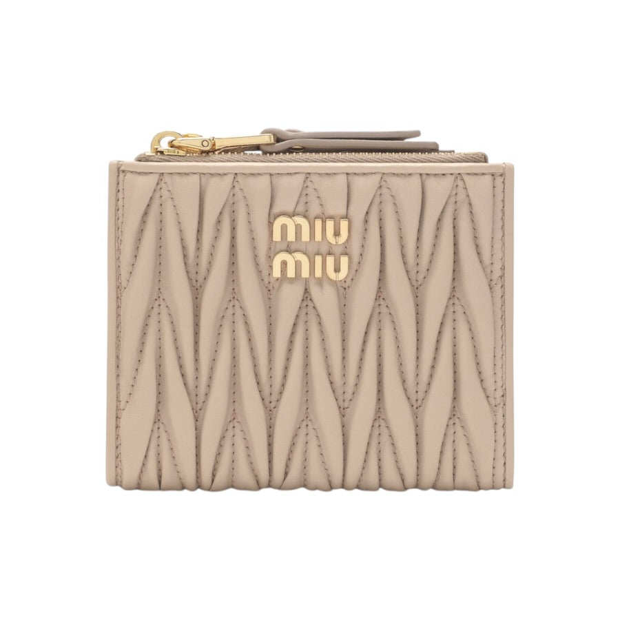Miu Miu Portafogli in Nappa Matelassé Piccolo Color Rosa