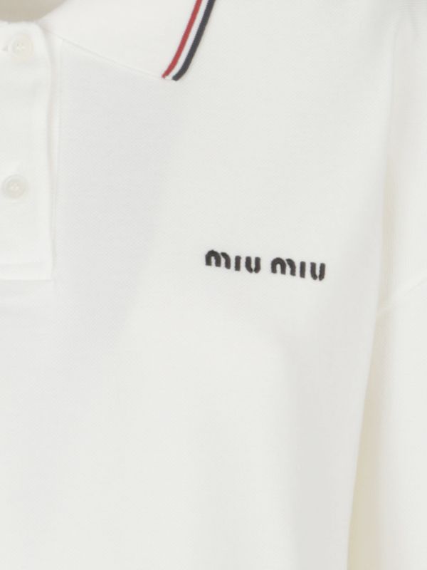 Miu Miu Polo bianca con logo ricamato