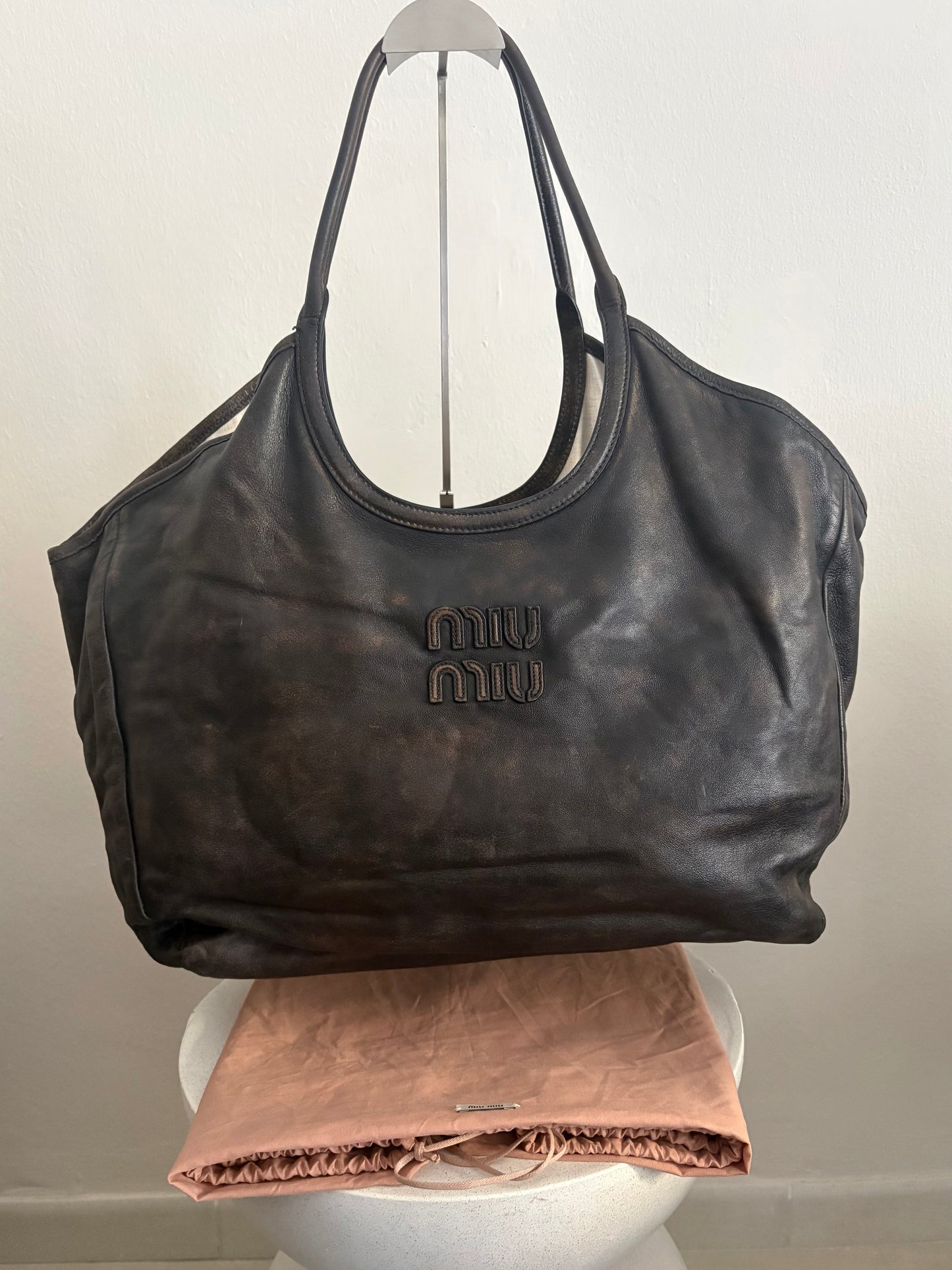 Miu Miu Tote Ivy in pelle marrone