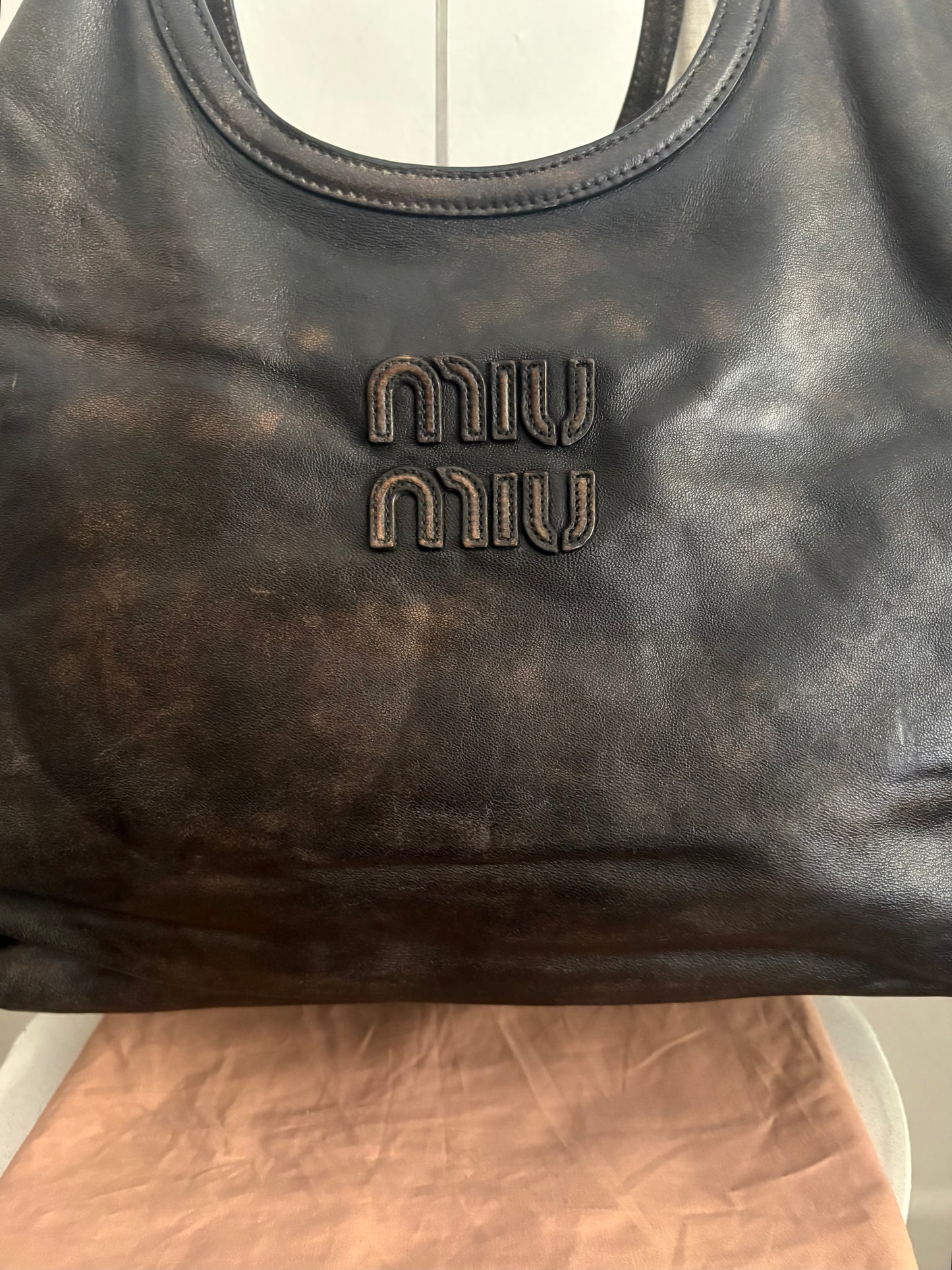 Miu Miu Tote Ivy in pelle marrone