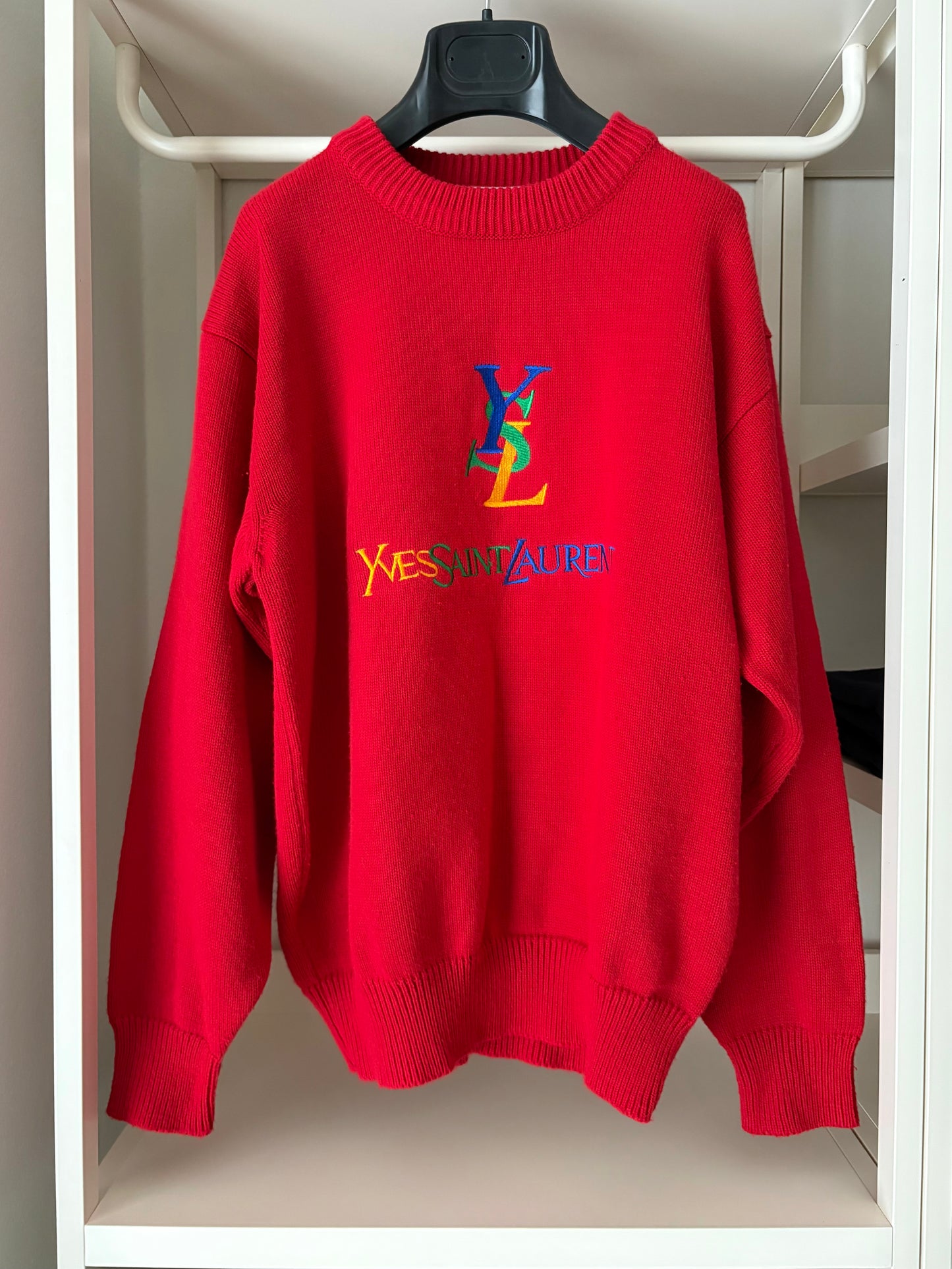 YVES SAINT LAURENT MAGLIONE ROSSO LOGO MULTICOLOR