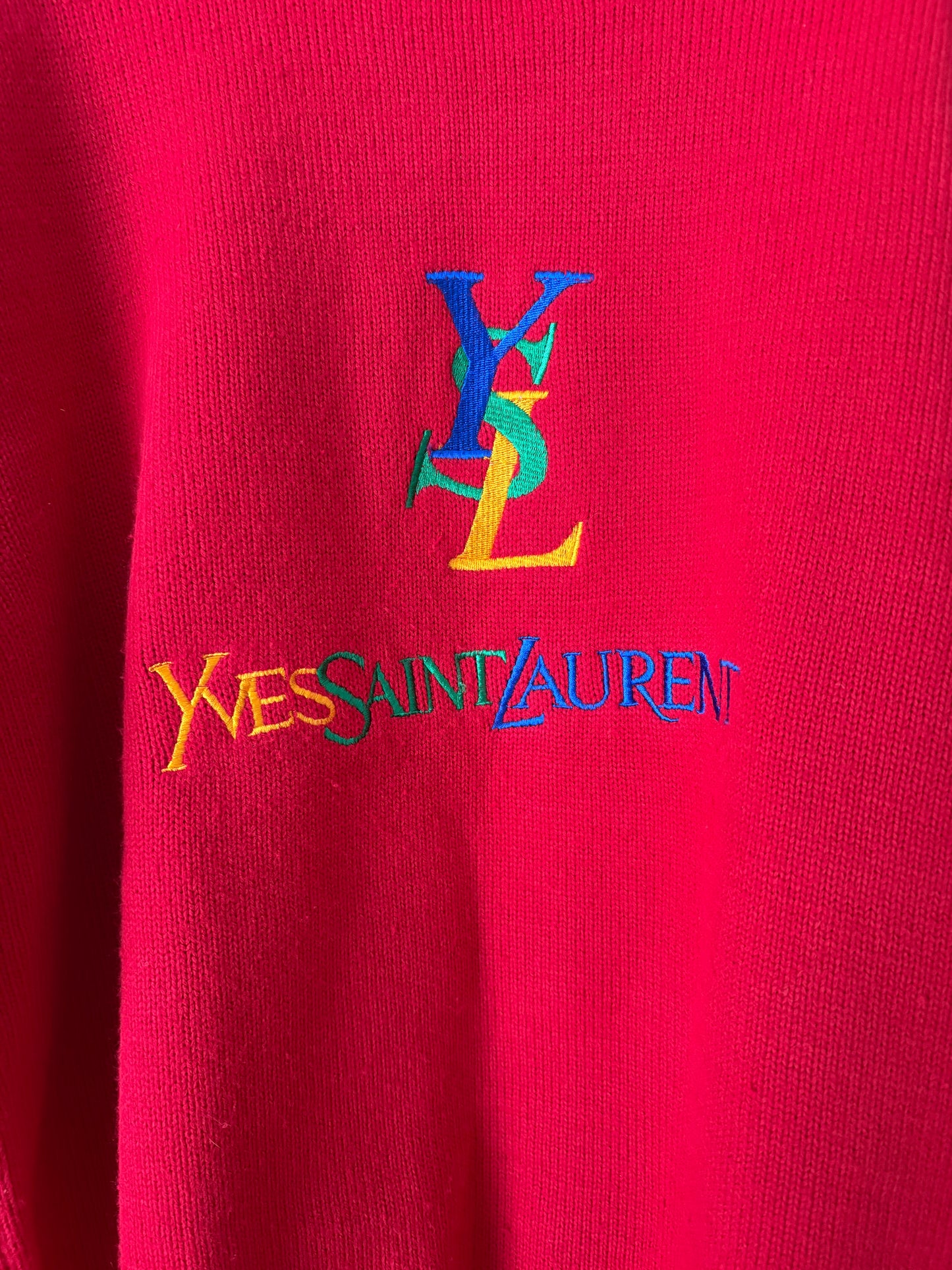 YVES SAINT LAURENT MAGLIONE ROSSO LOGO MULTICOLOR