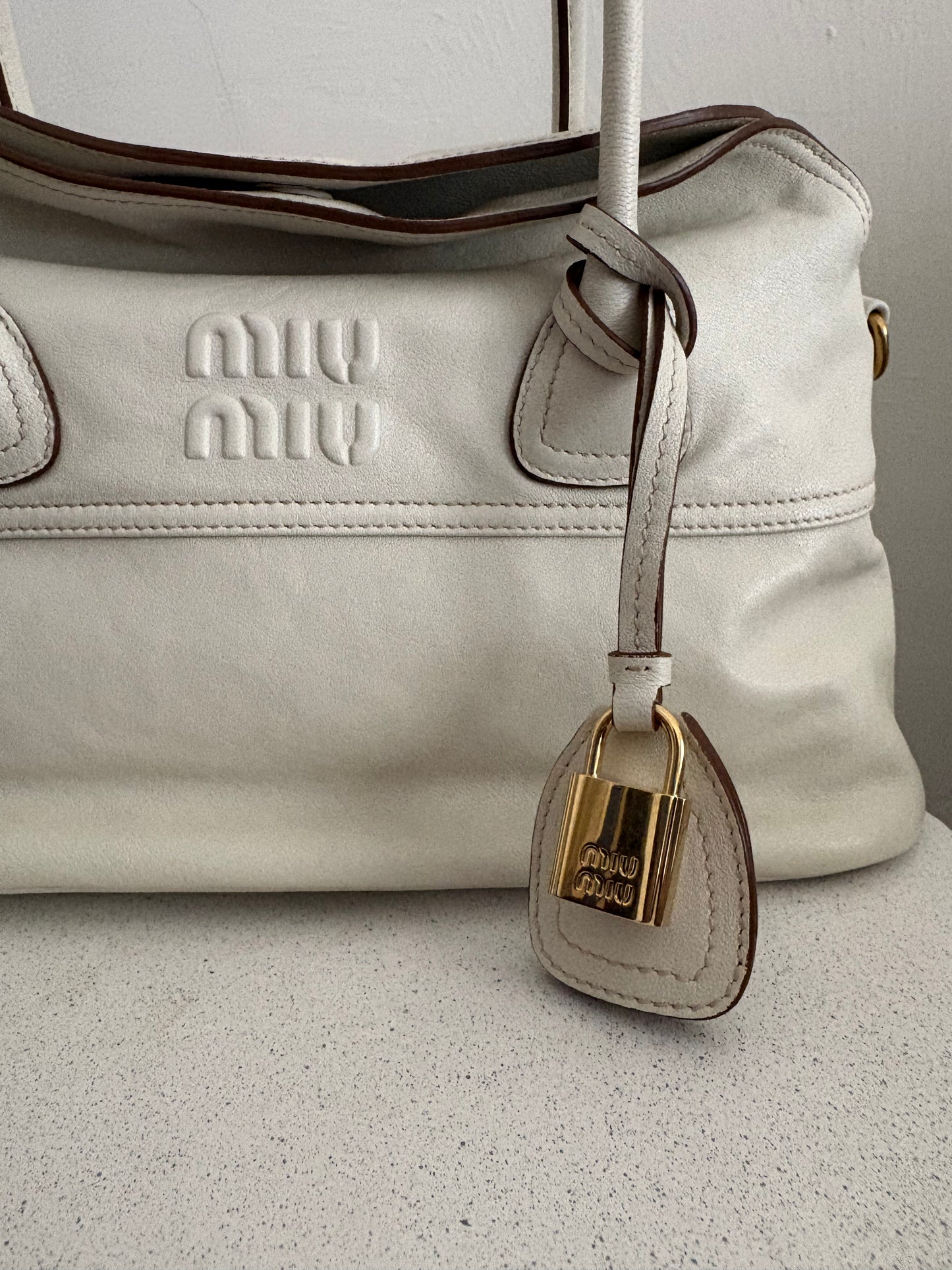 Miu Miu borsa vivant bianca in pelle