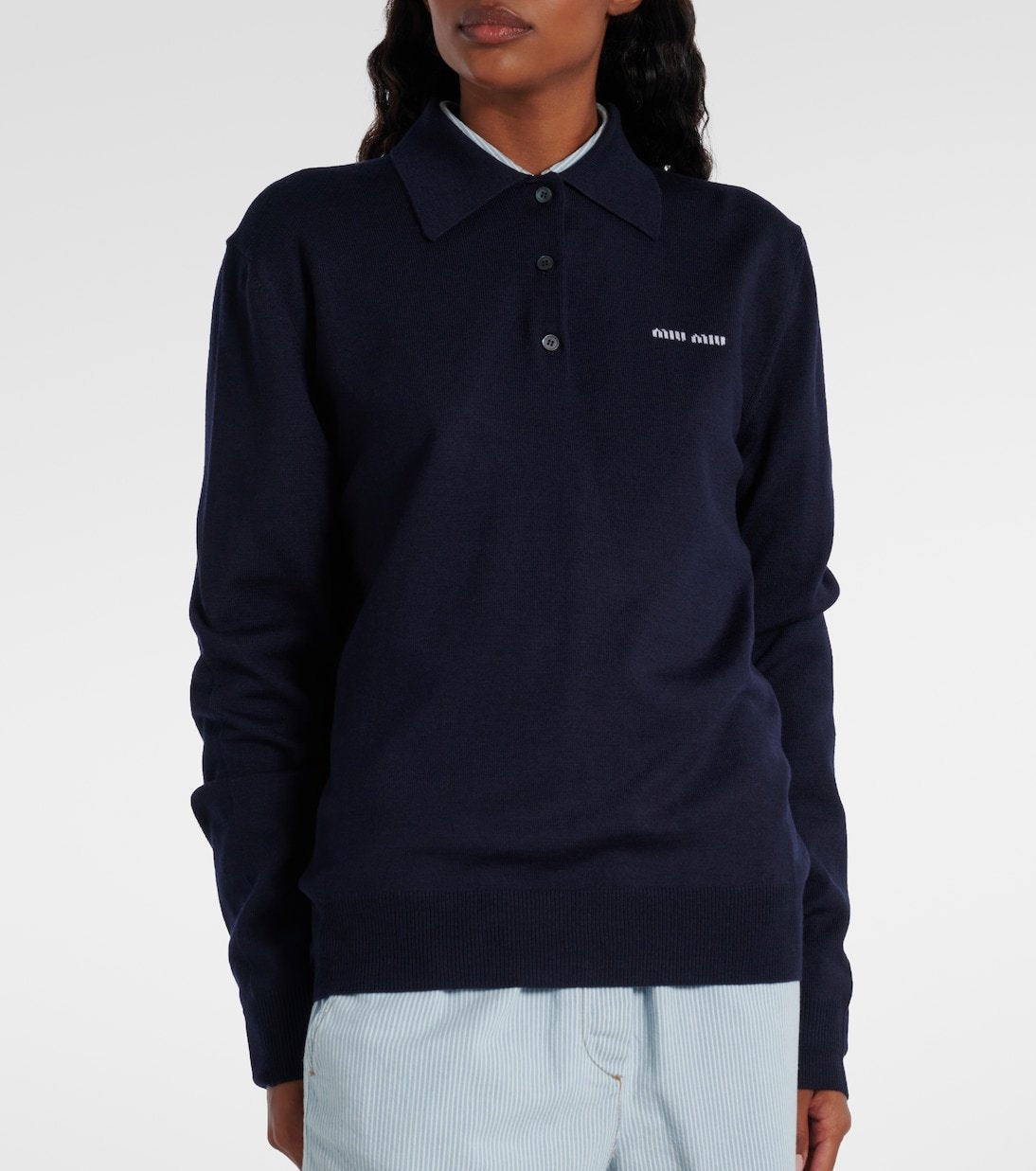 Miu Miu Polo in Lana vergine Blu