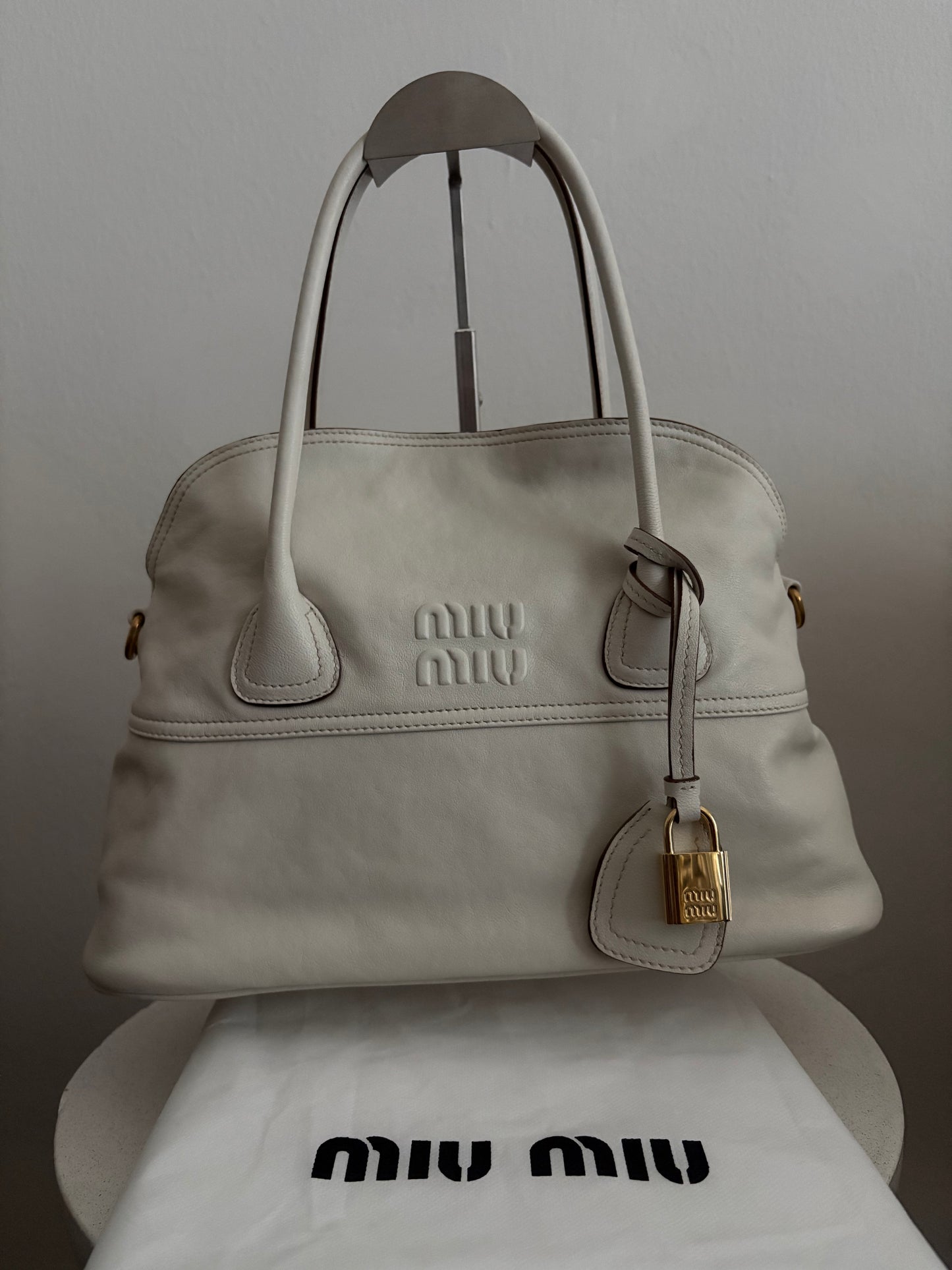 Miu Miu borsa vivant bianca in pelle