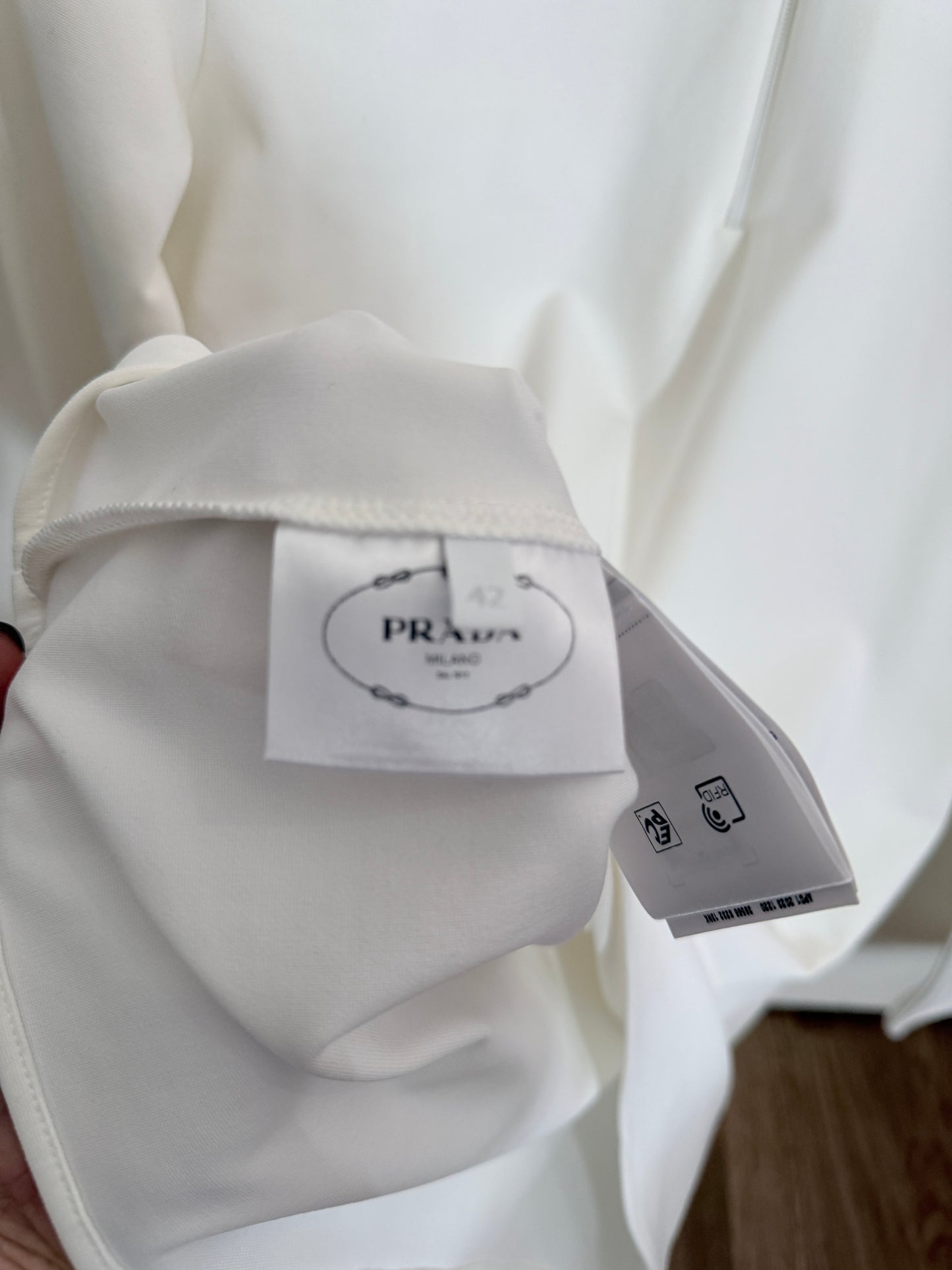Prada Jersey a Collo Alto con Zip - Bianco