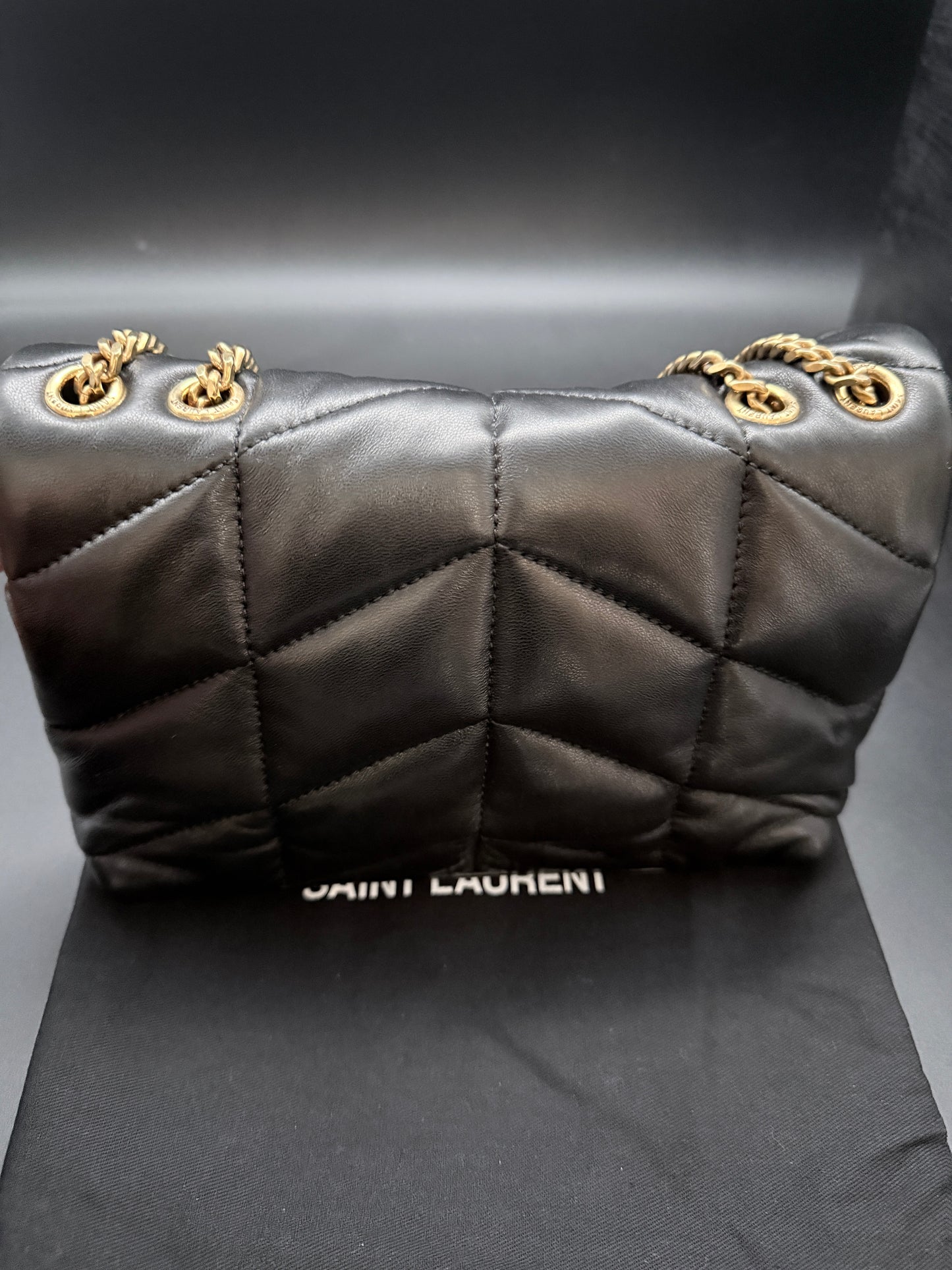 Saint Laurent Lou Lou Puffer Toy in black leather