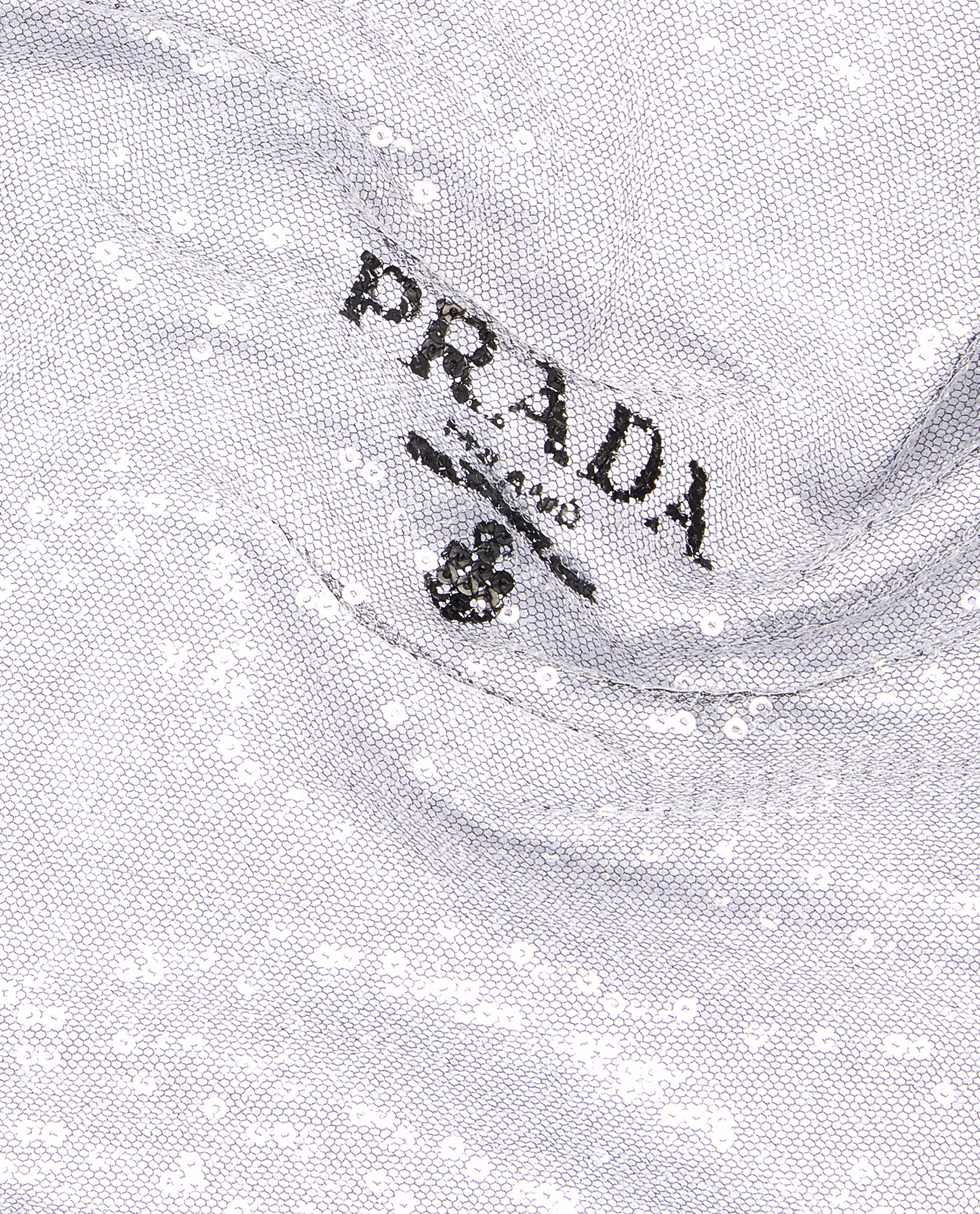 Prada girocollo in Tulle con Paillettes Bianco e Nero