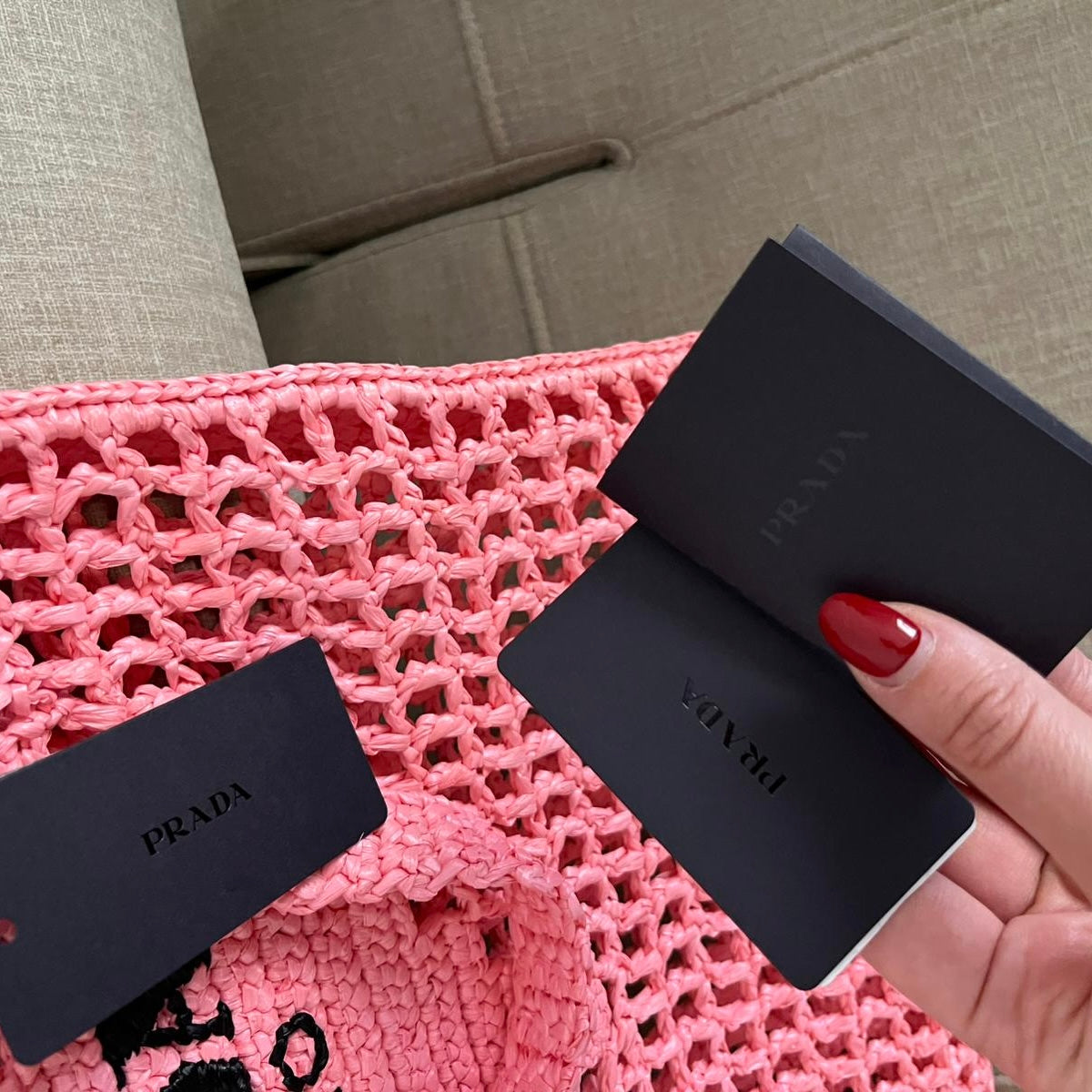 Prada, tote bag in rafia