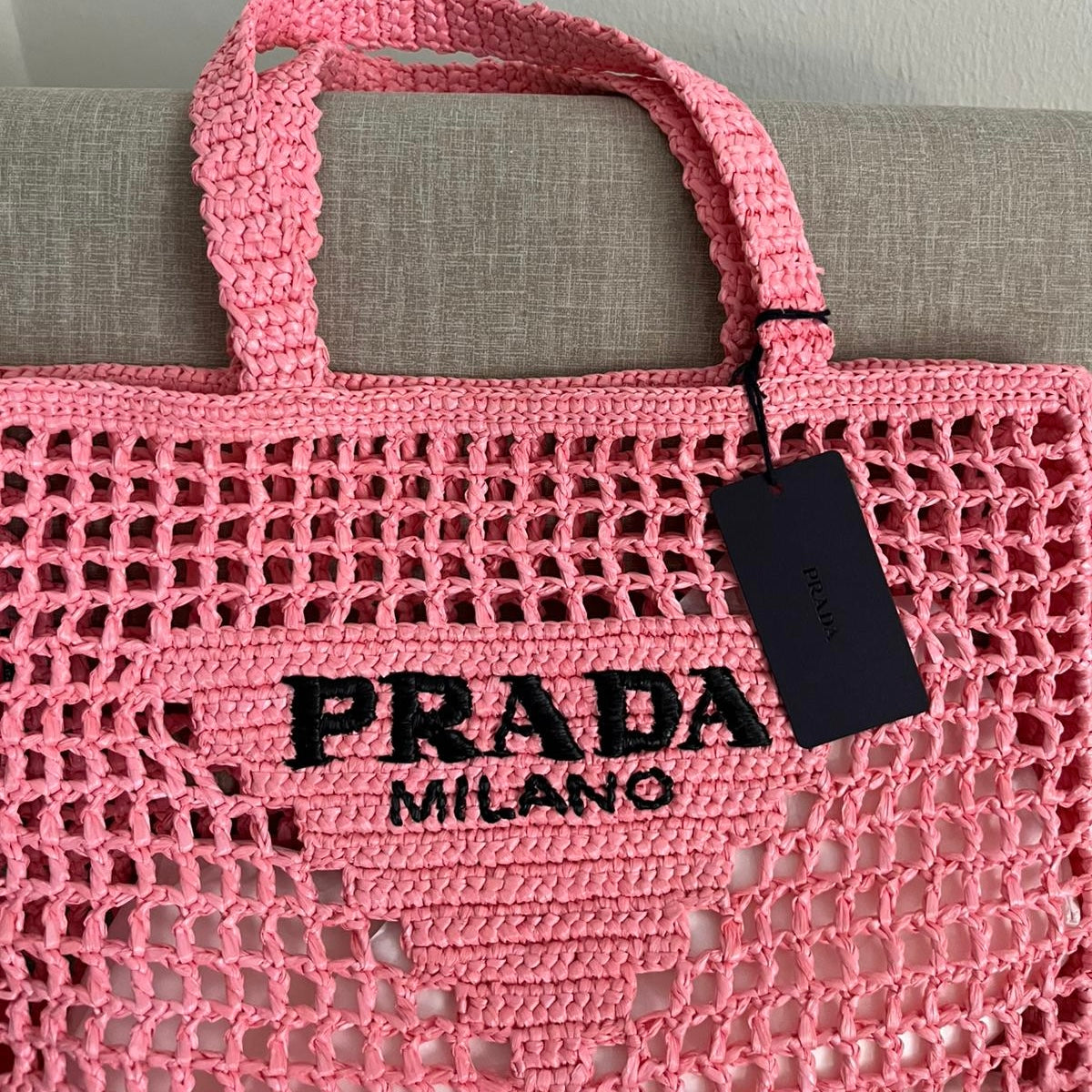 Prada, tote bag in rafia