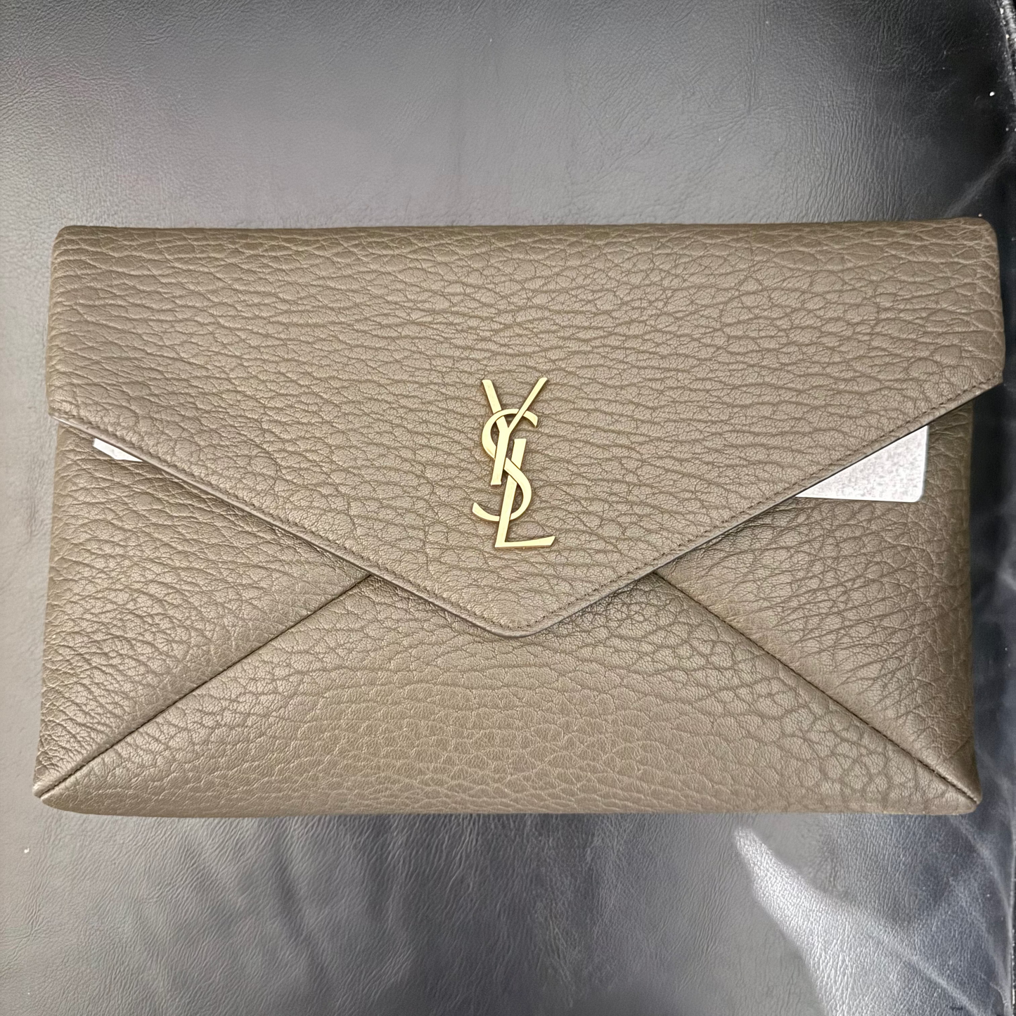 Saint Laurent Envelope Cassandre Pouch color muschio