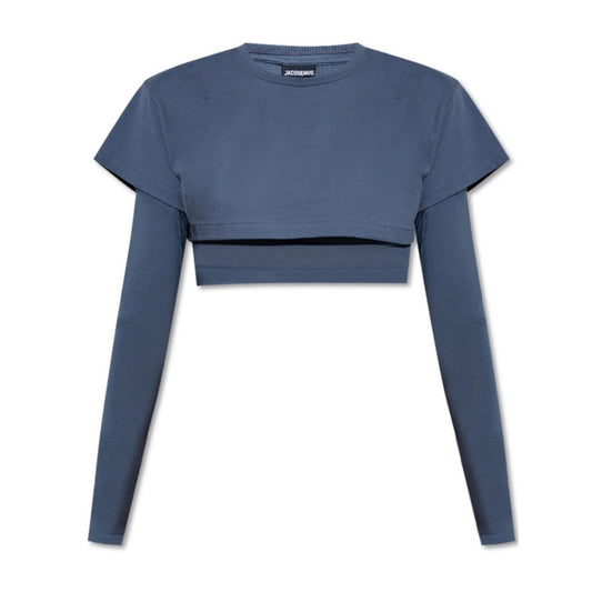Jacquemus - Top Crop Layered a Maniche Lunghe