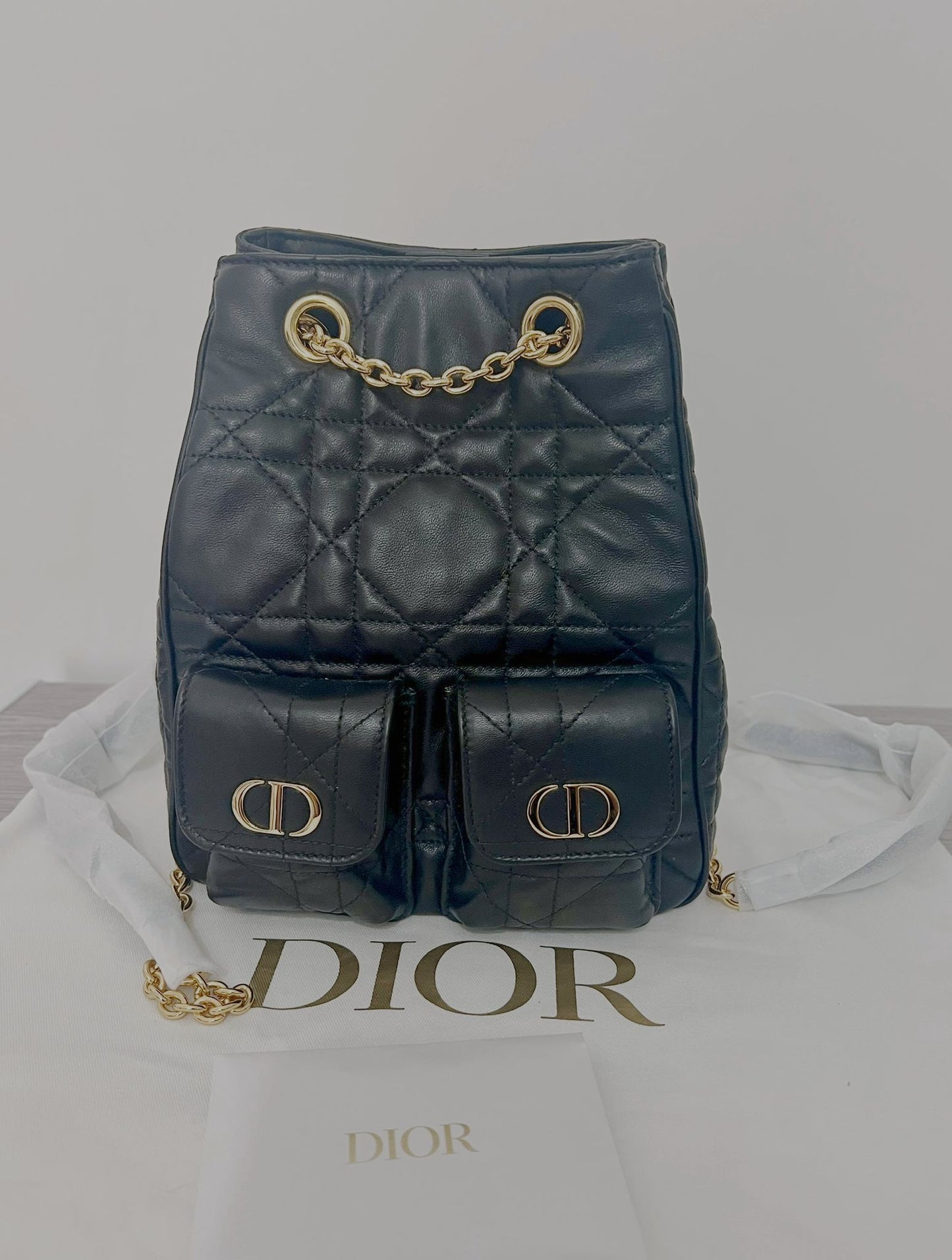 Dior Medium Caro Multicarry Backpack with Chain
